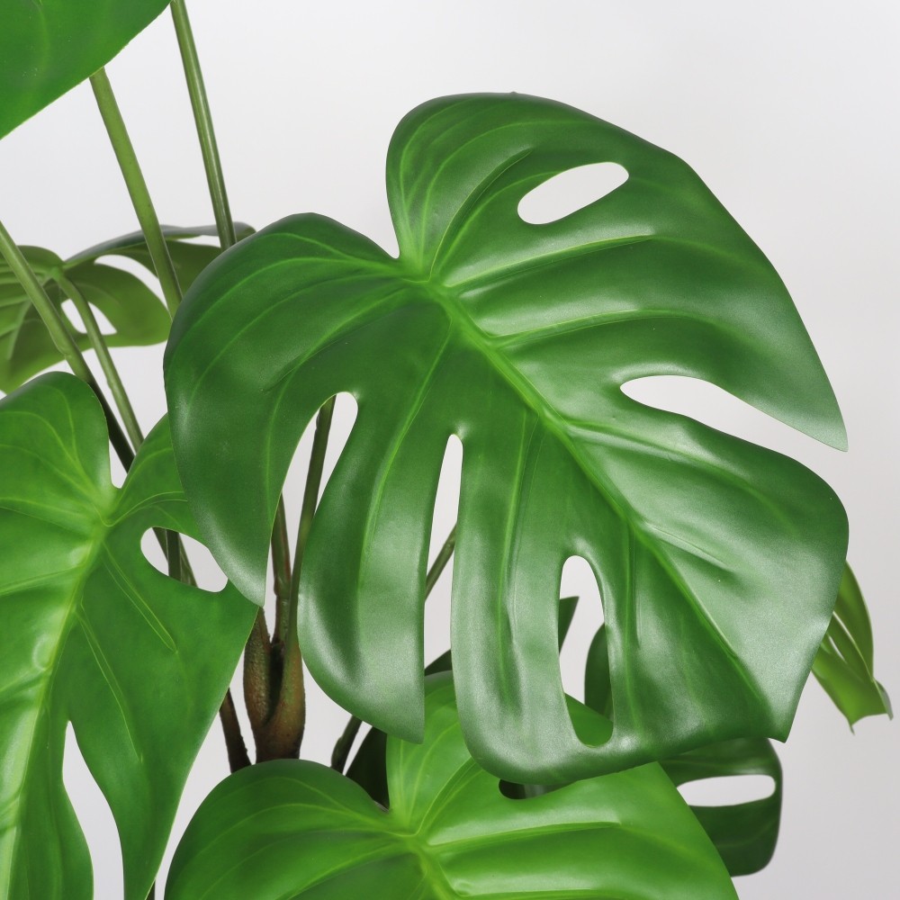 30 Inch Artificial Monstera Deliciosa Plant with White Pot 2 Piece Set Indoor