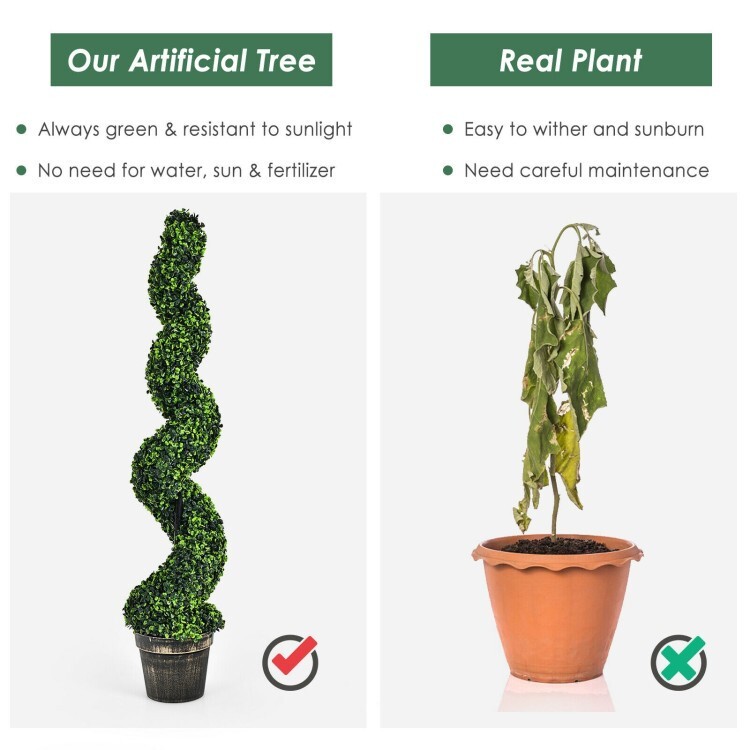 4’ Artificial Boxwood 2 Pack Spiral Topiary Tree UV Home Decor Green In/Outdoor