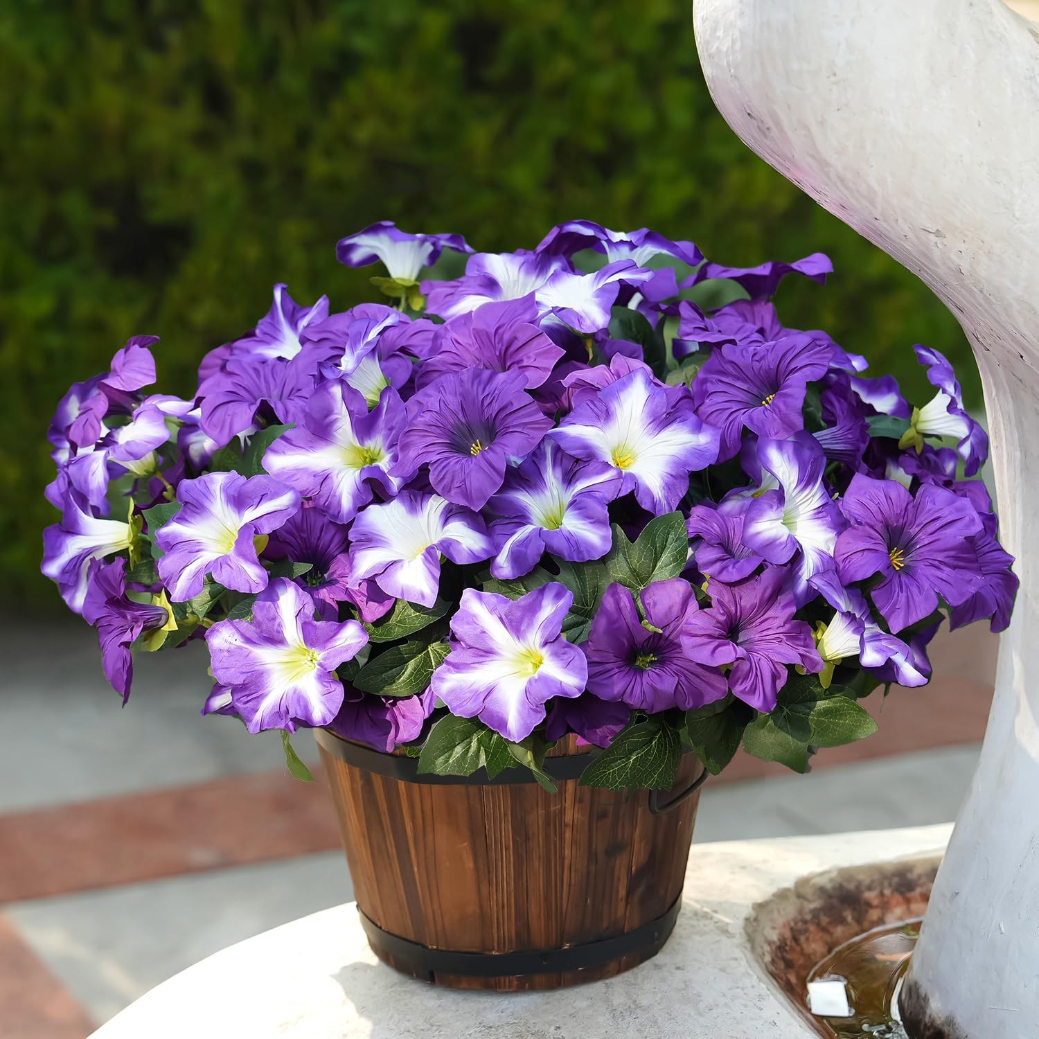 Autumn Artificial Flowers for Outdoors, UV Resistant Fake Morning Glory, Look…
