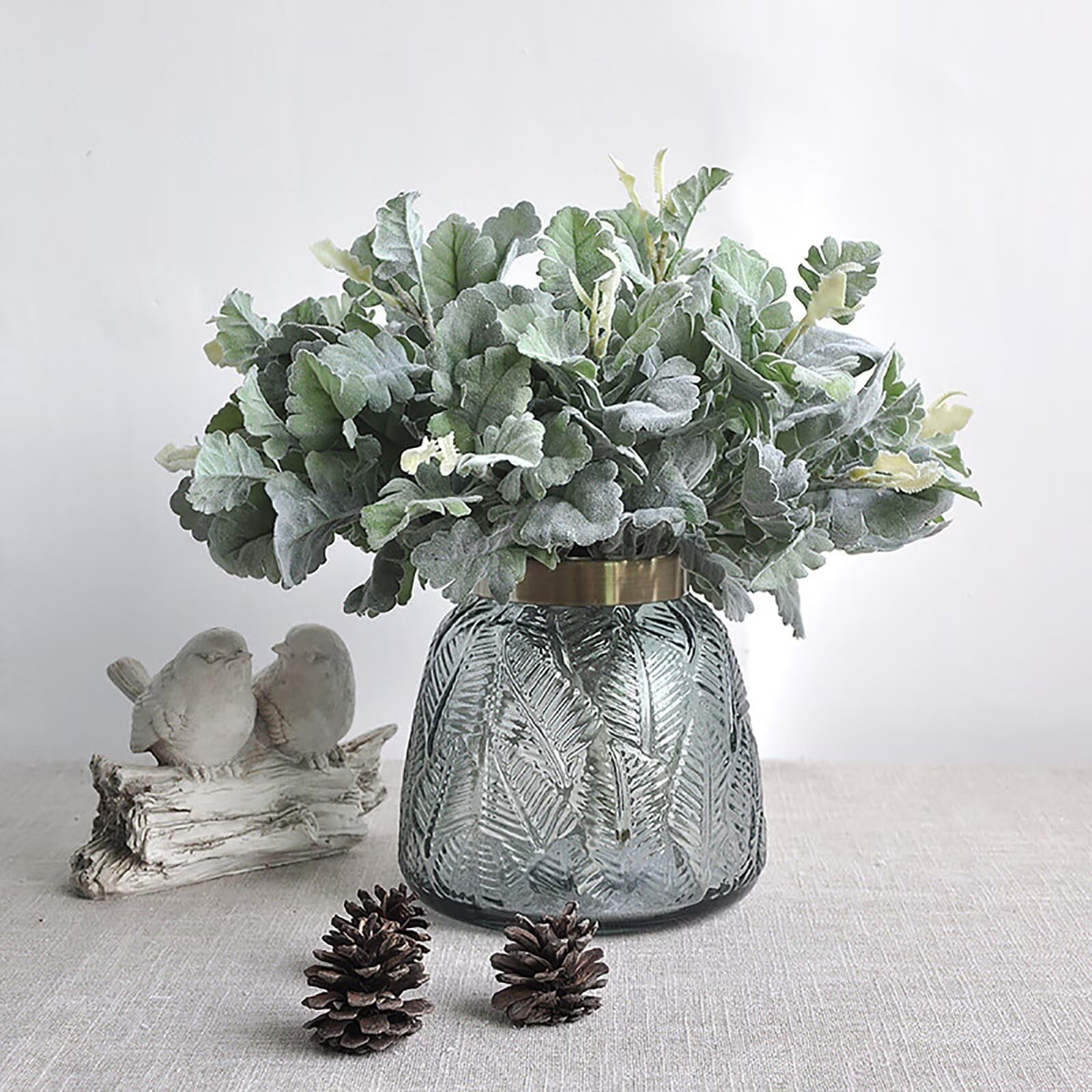 10Pcs Artificial Dusty Miller Bush Greenery Faux Green Dusty Miller Plants Fa…