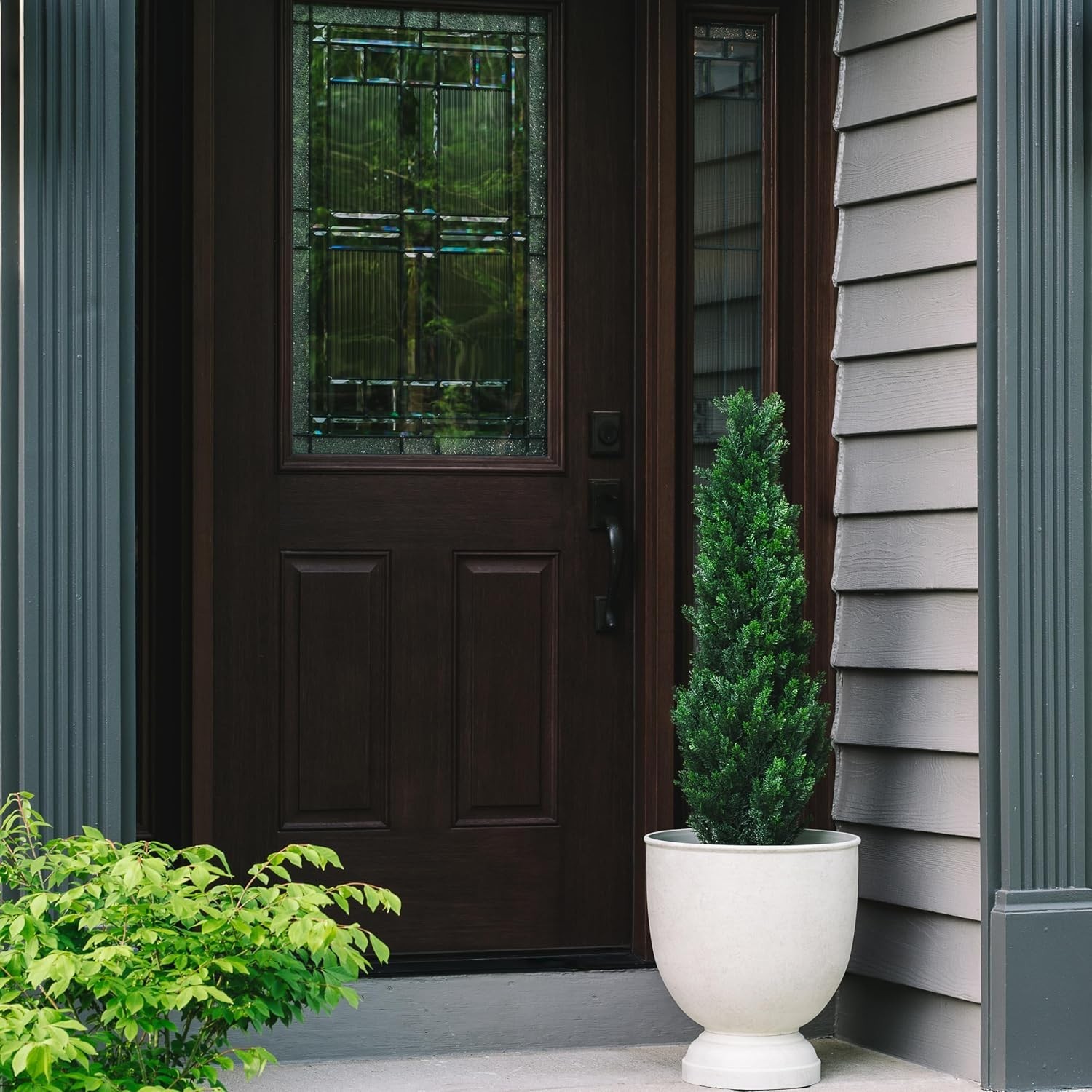 Faux Cedar Trees for Garden Decor – 2-Pack, UV Resistant