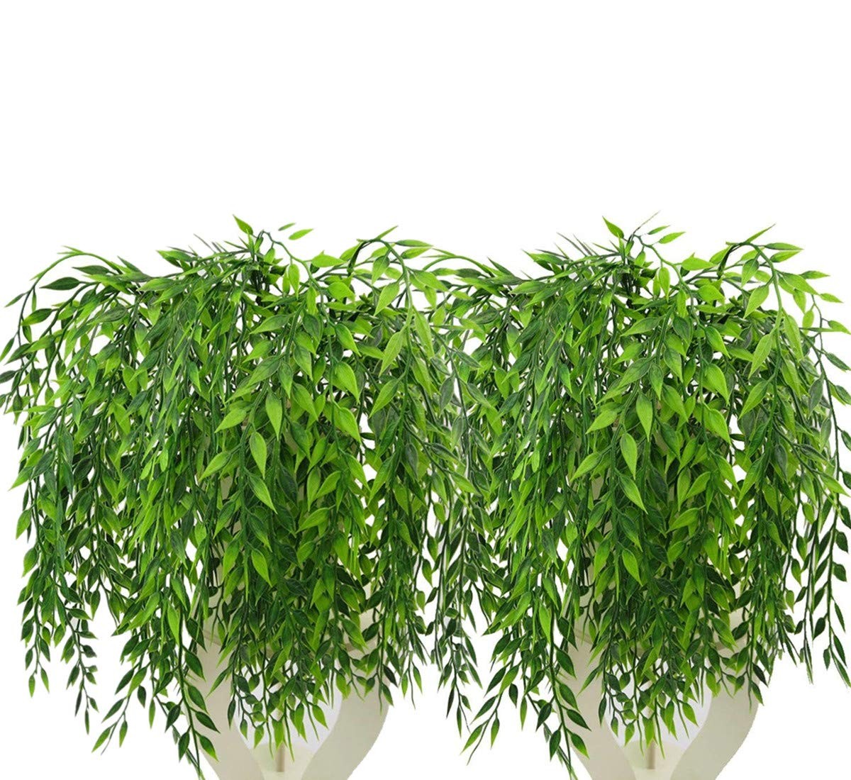 Artificial Weeping Willow, Plastic Plants Greenery Leaves Fake Hanging Vine F…