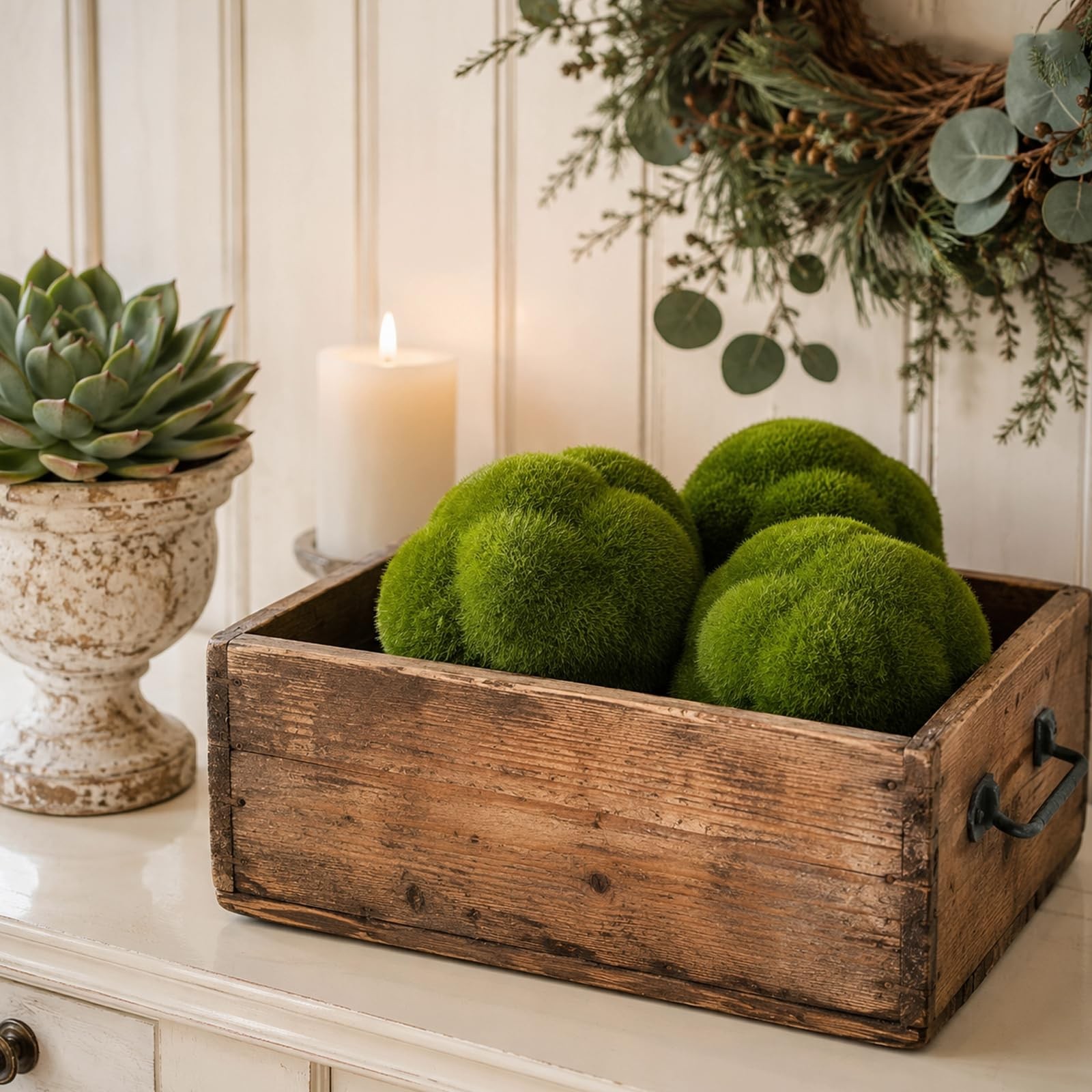 Green Moss Ball Decorations 6 PCS Simulated Artificial Plant Garden Party
