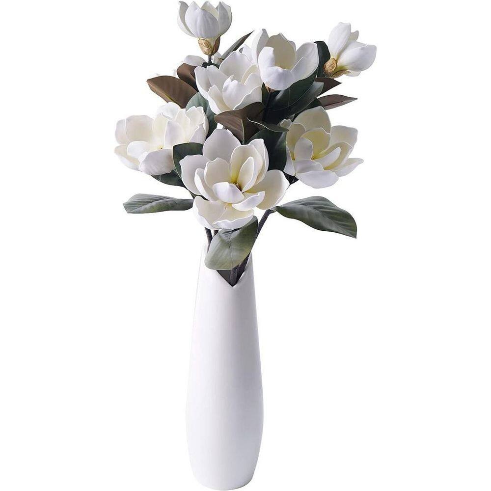 3 in 3Pcs 29.5 In. White Artificial Magnolia Branch Stem Faux Magnolia Floral Ar