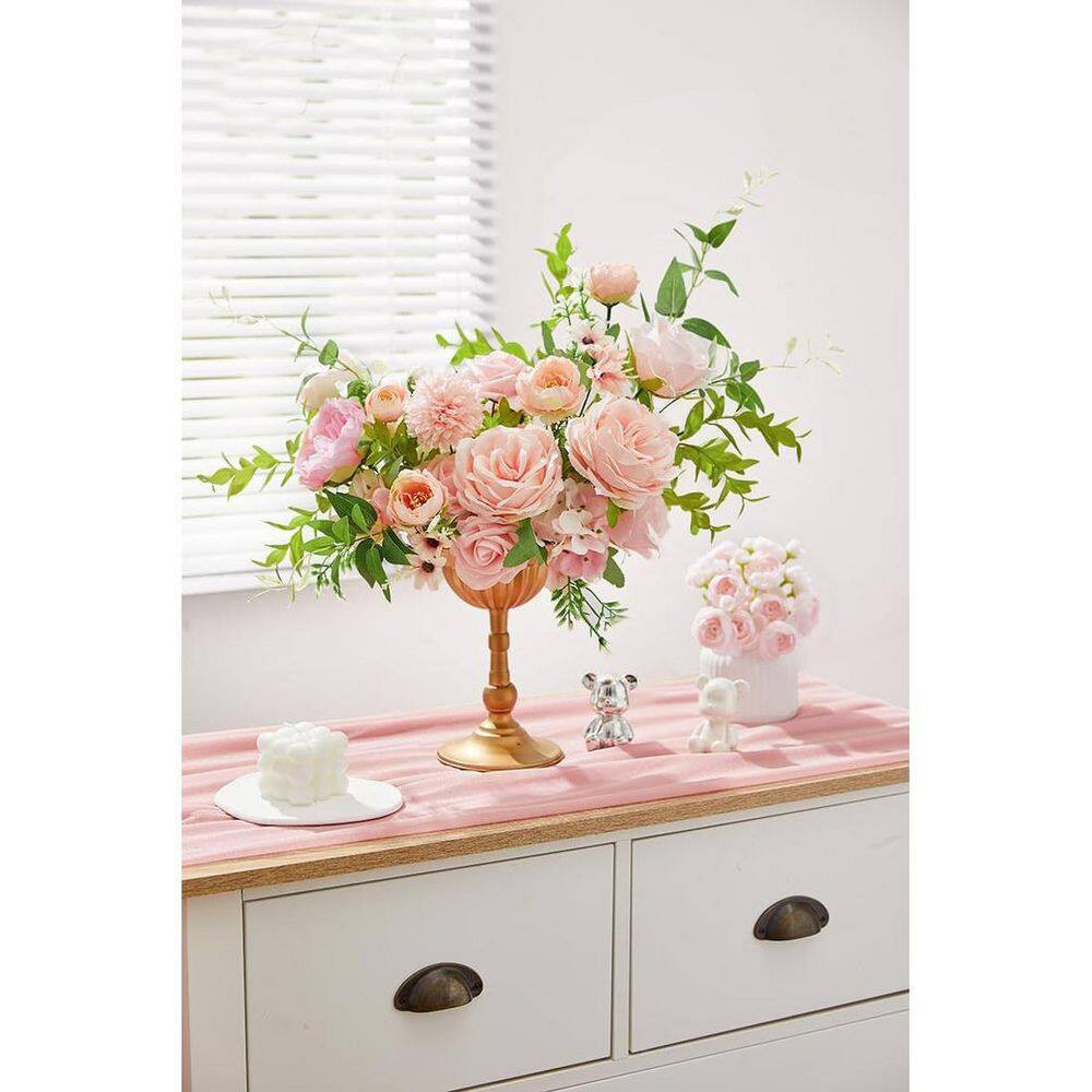 24 In. Pink Artificial Flower Branch Stem Rose Peony Hydrangea Spring Wedding Bo