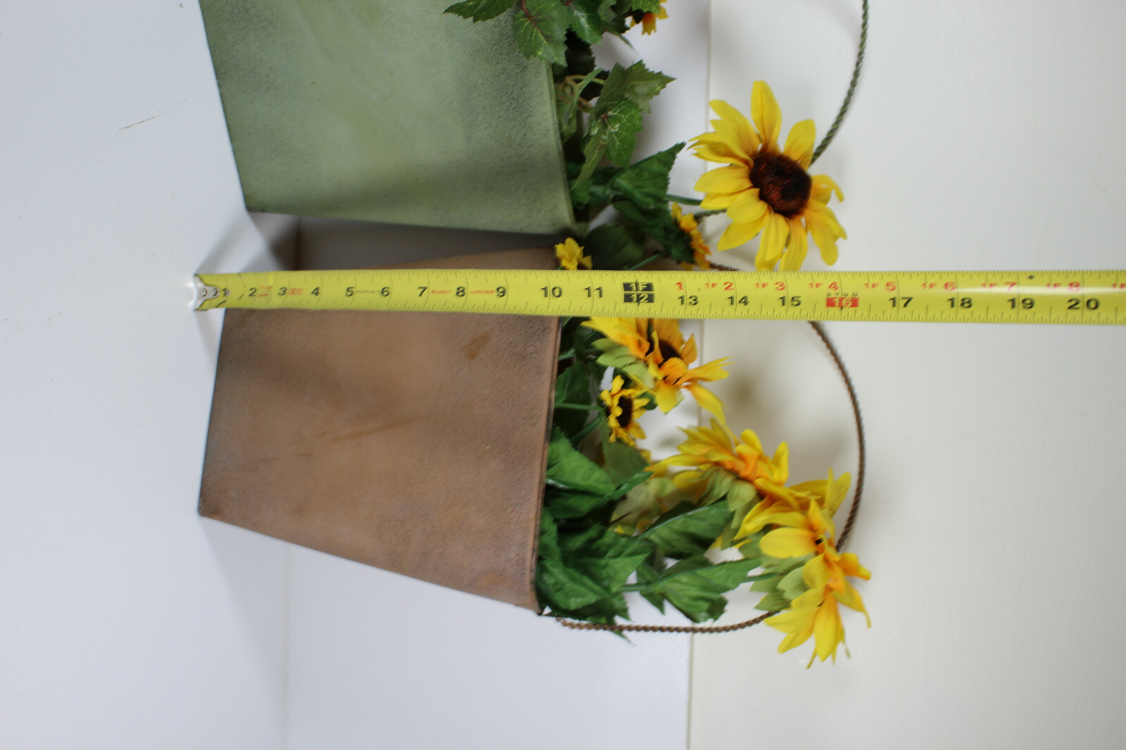 Welcome To Spring! Green & Pink Metal Containers With Artificial Flowers