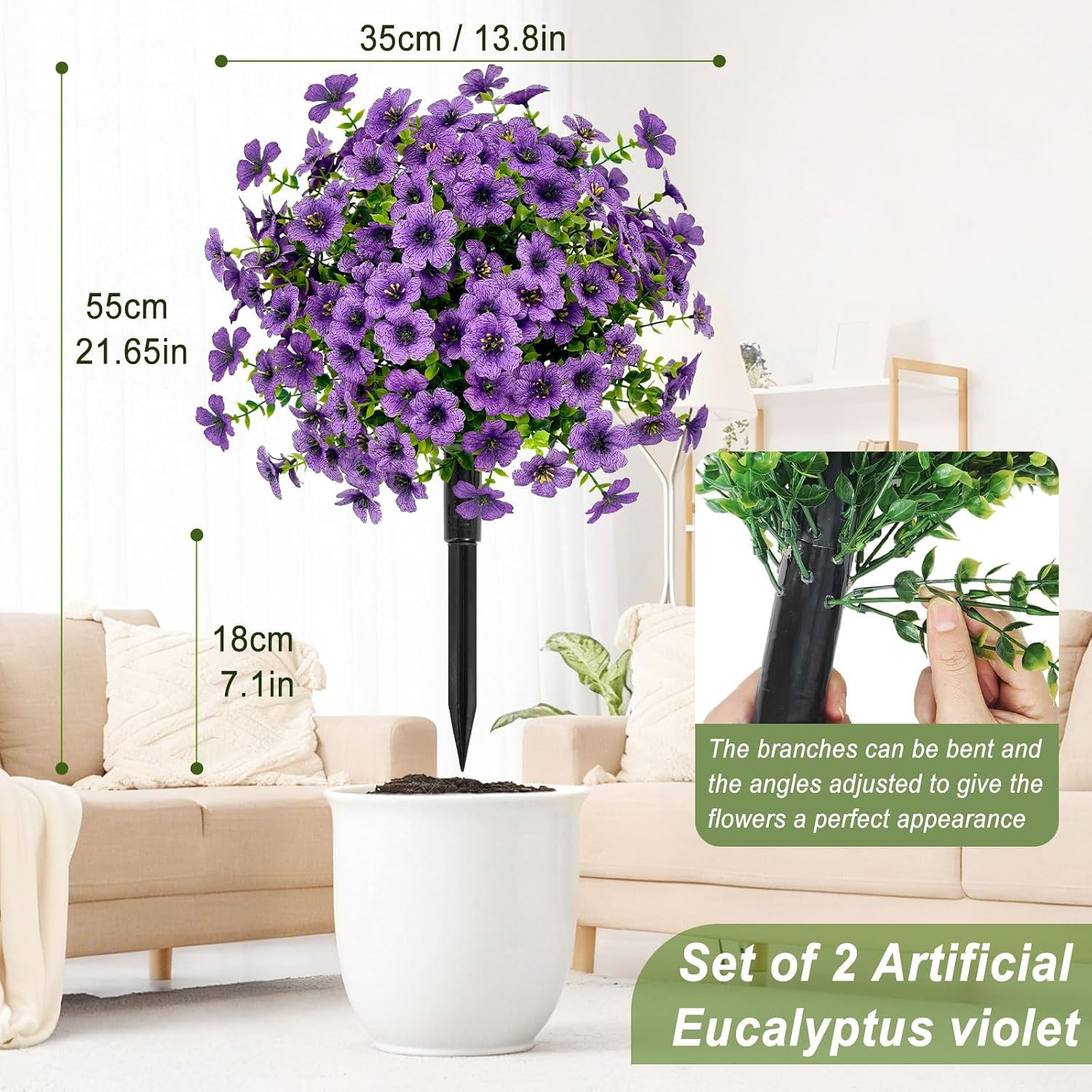 Purple UV Resistant Artificial Topiary Ball Trees – 2 Pack for Outdoor Decor
