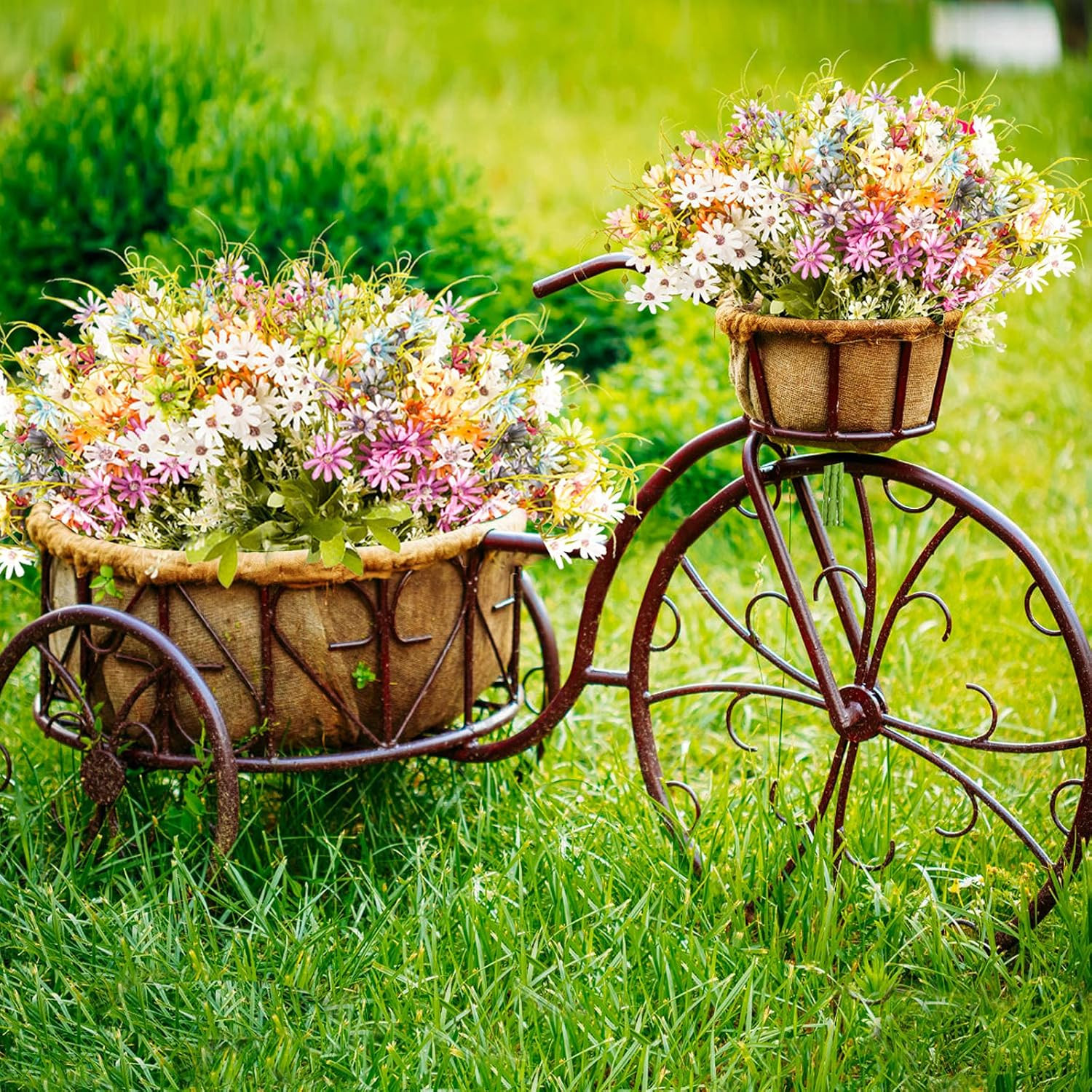 6 Bundles Wildflowers Artificial Flowers Outdoor Fake Daisy UV Resistant Silk Wi