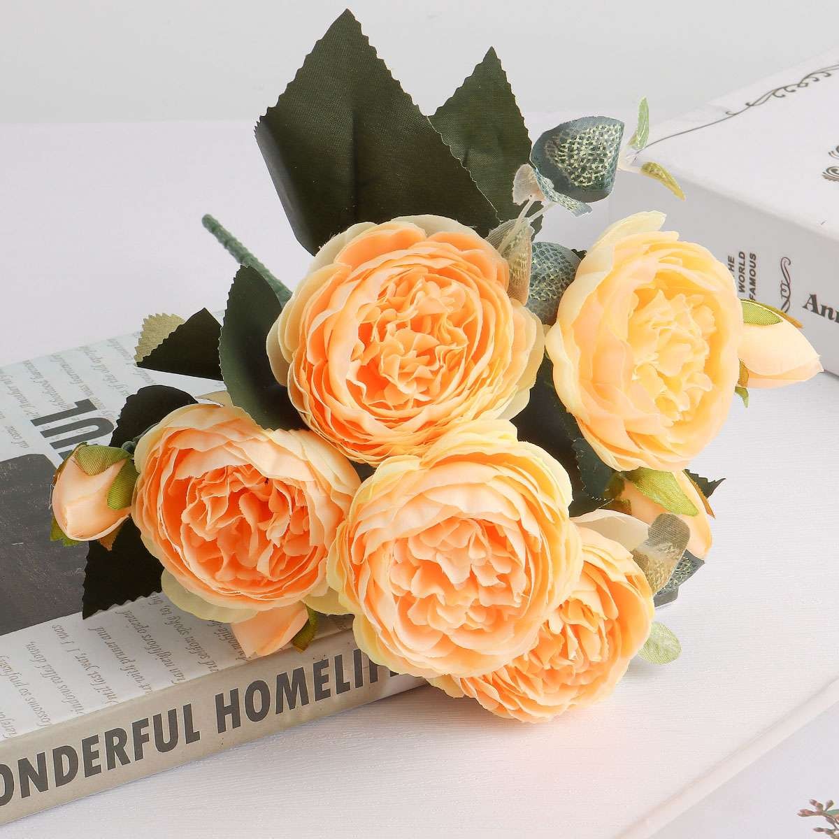 Artificial 9 Heads Silk Peony Flower Wedding Bouquet Party Home Decor Outdoor US