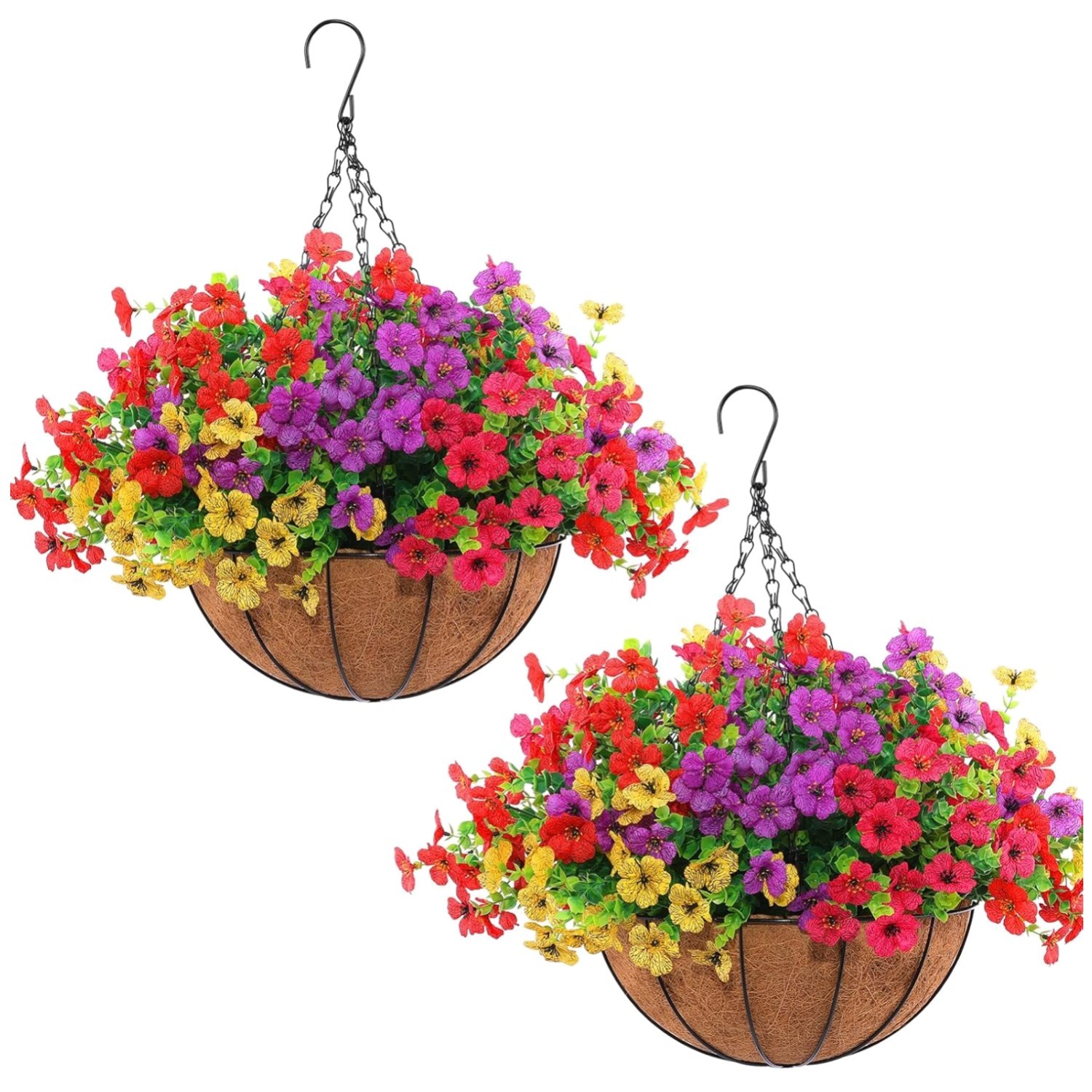 Artificial Hanging Flowers with Basket Set – 24 Pcs