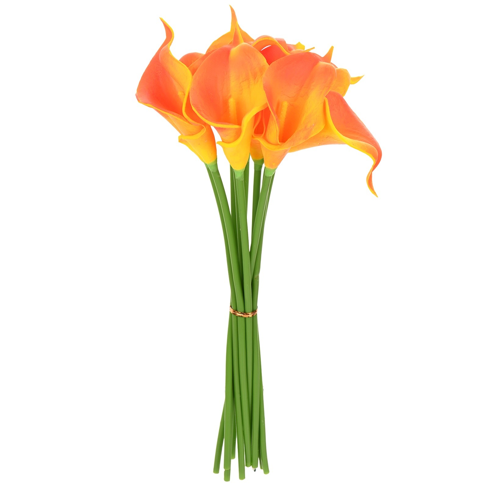 10-Pack Artificial Calla Lily Flowers 14 Inch for Home [Yellow Orange]