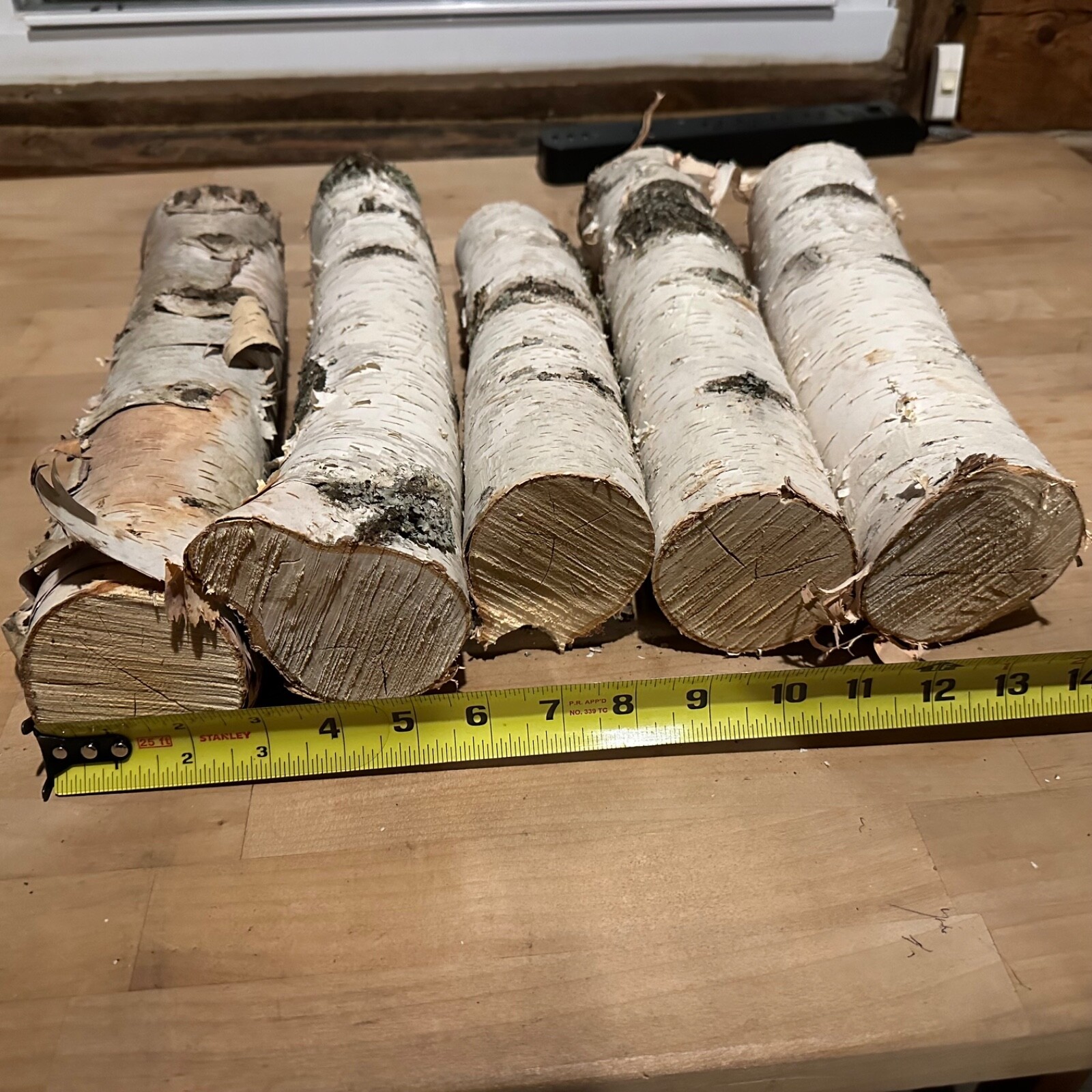 White Birch 5 Pc 13-15”Long Decorative Log Set Real Wood dried