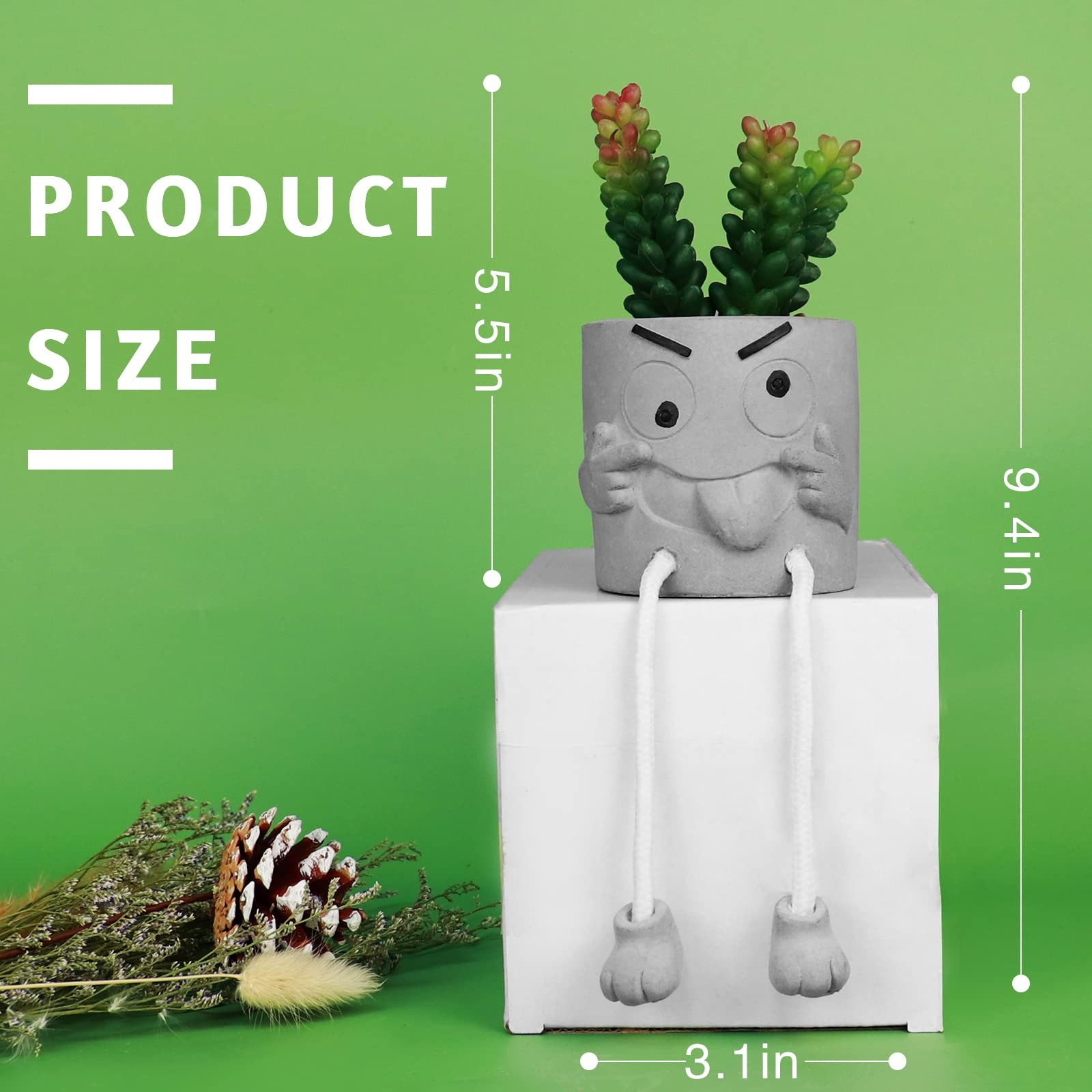 1 PCS Artificial Succulents Cement Pots Hanging Leg Kitchen Shelf Wall Decor