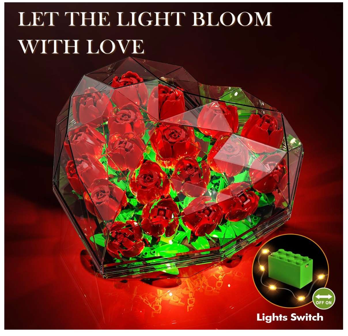 Valentines Flower Bouquet Building Set with LED Lights