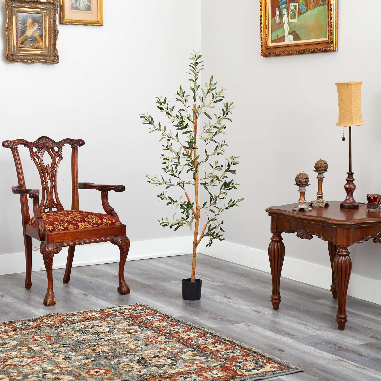 Nearly Natural 4.5ft Olive Artificial Tree in Green