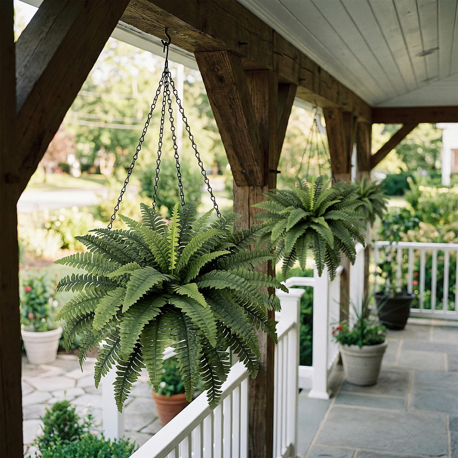 Fake Ferns Set of 2 Faux Boston Ferns Large Artificial Plants, 40 Leaves per…