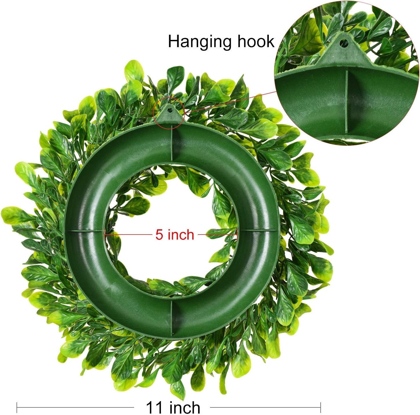 10 Inch Artificial Green Wreath – Plastic Boxwood Wall Decor
