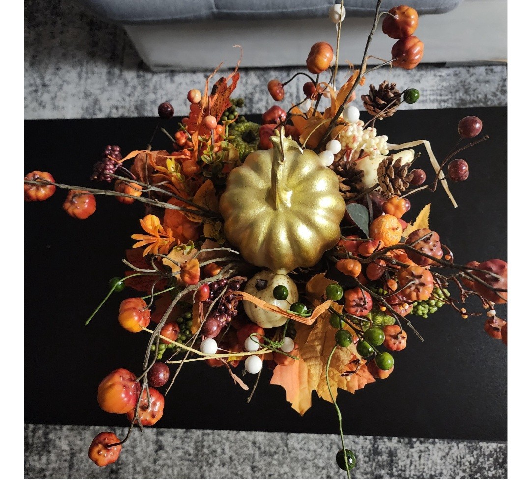 Fall Season Arrangement Flowers Mix Bouquet In Urn Vase
