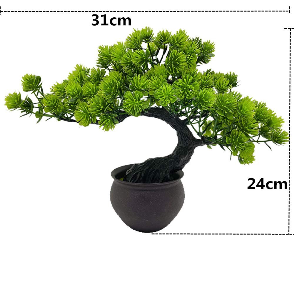 Fycooler Artificial Bonsai Tree Miniature Plants 10in, Green