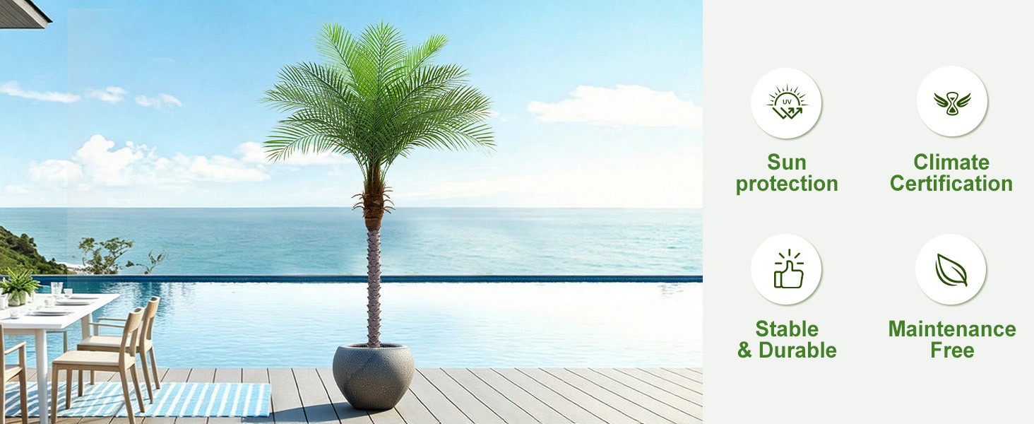 5ft Artificial Phoenix Palm Tree, Faux Coconut Silk Tropical Fake Palm Plant for