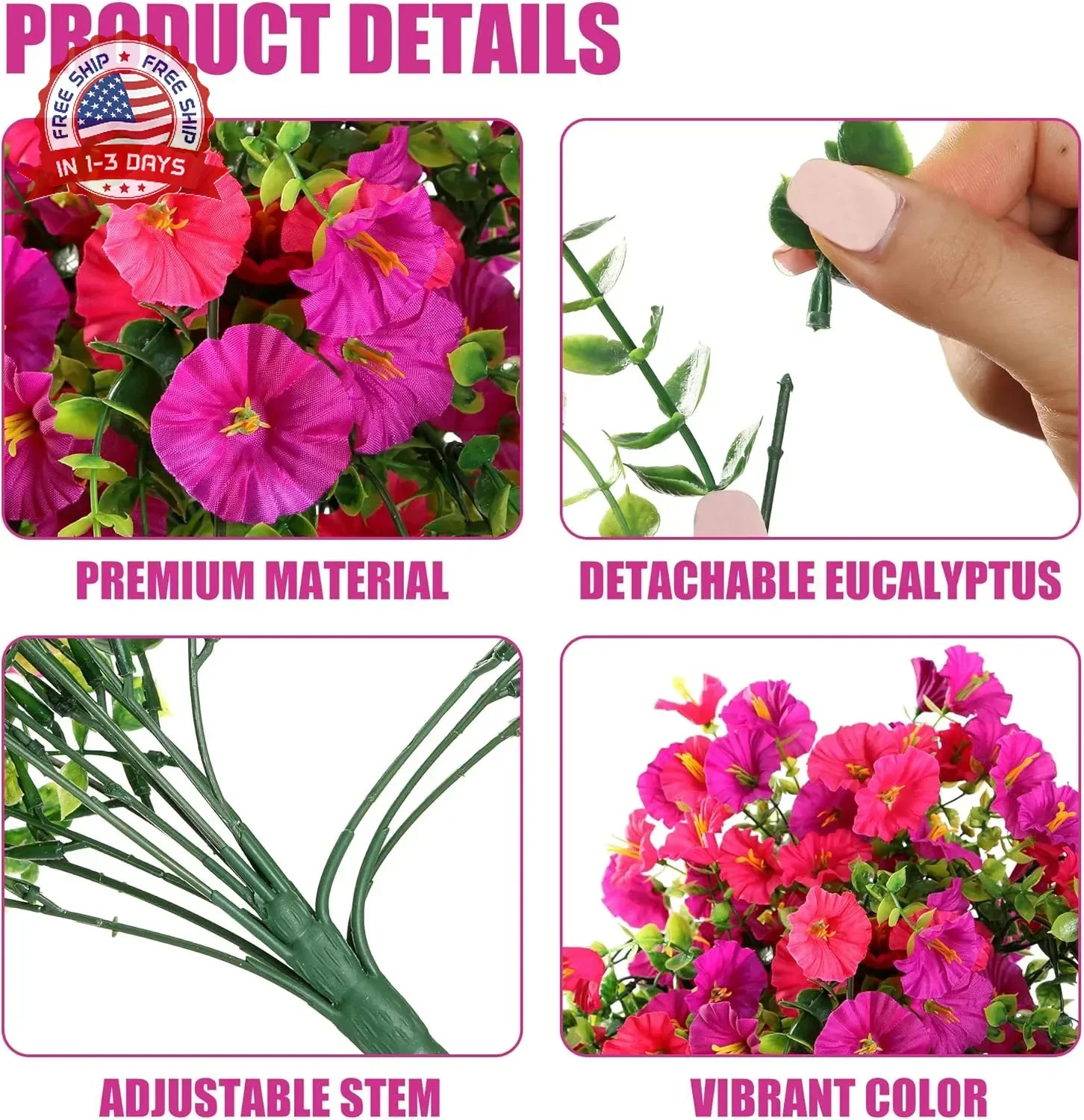 Artificial Fake Hanging Flowers Plants for Outdoor Outside Spring Summer Decorat