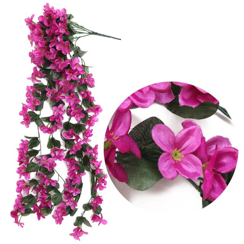 Artificial Violet Flowers Simulated Fake Plant Vine Home Hotel Garden Decor NEW