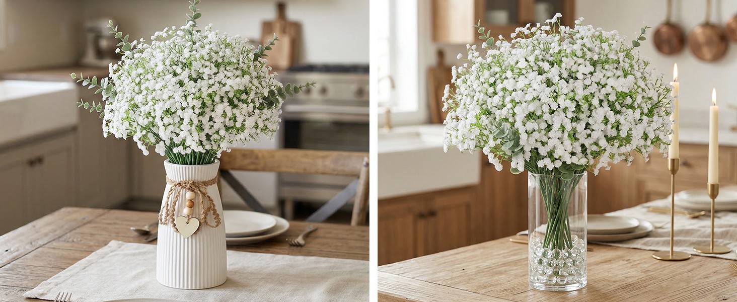 Babys Breath Artificial Flowers, 11PCS 21″ Vase Filler | Gypsophila Bouquet for