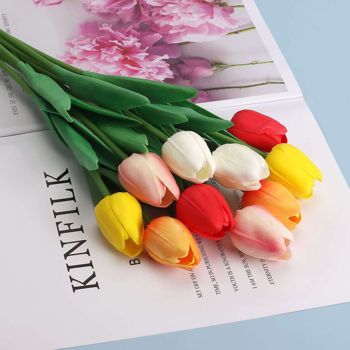 20X Artificial Tulips Flowers 13in Stem Bouquet Fake Flower Wedding Bridal Decor