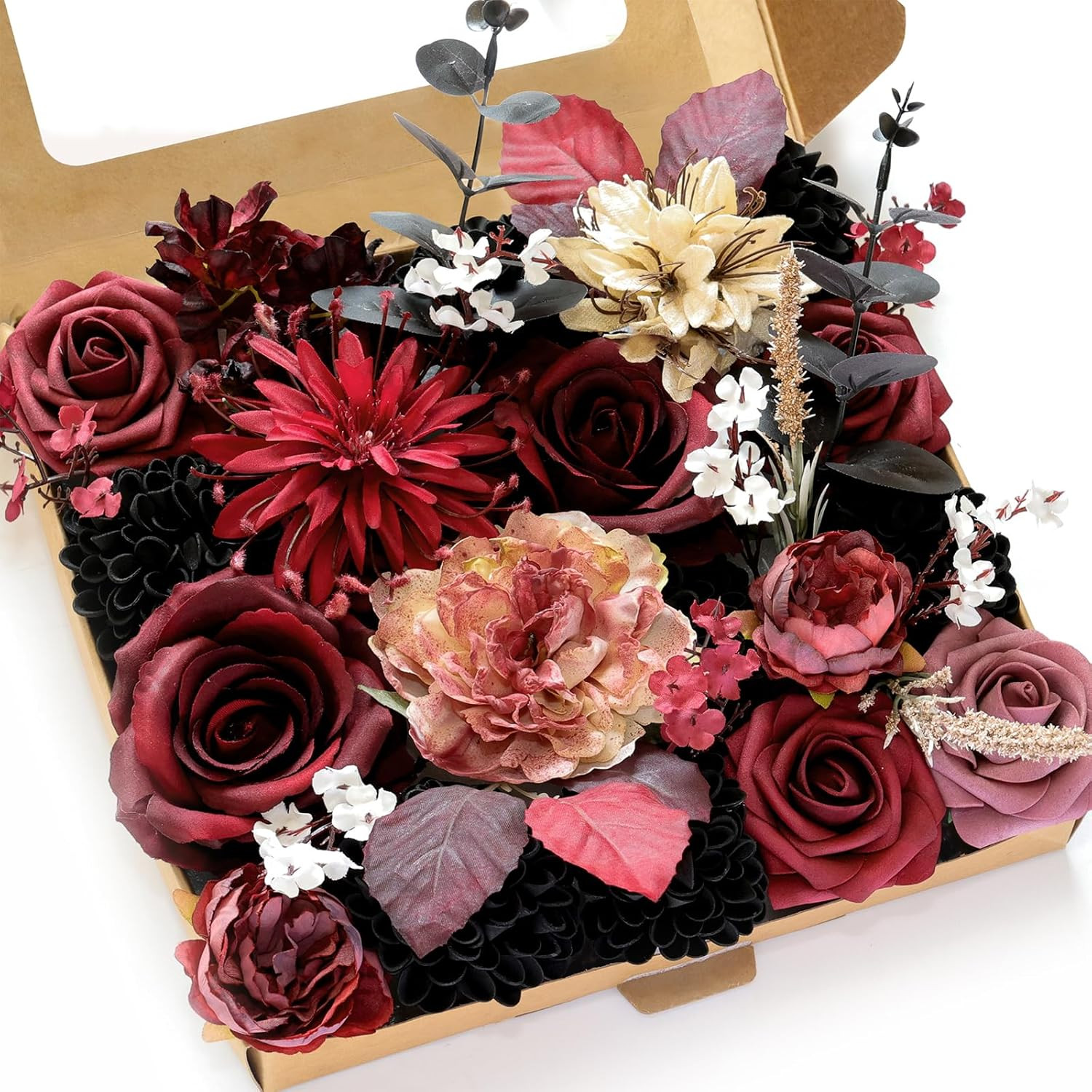 Artificial Flower Box Set Silk Fake Flowers DIY Center Cake Decoration Wedding B