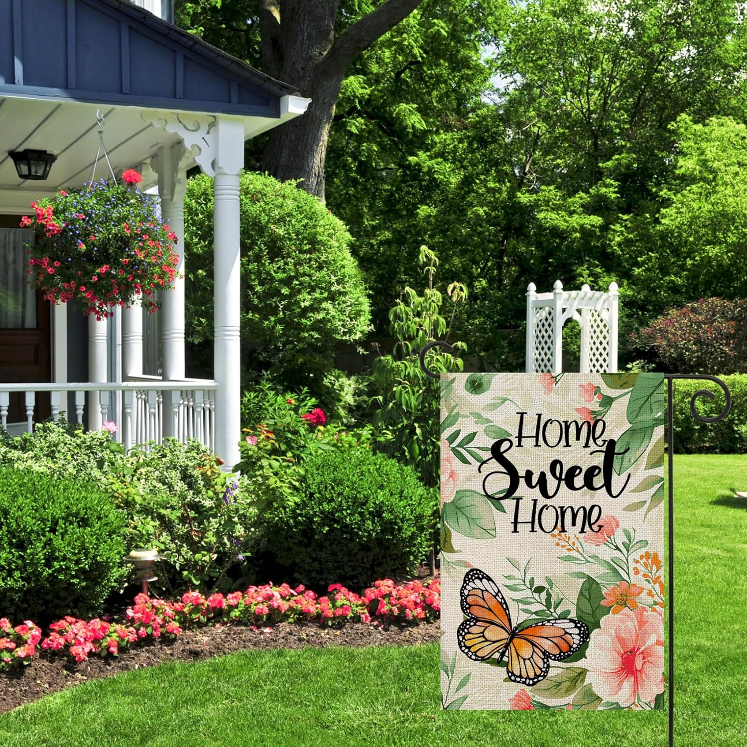 Home Sweet Home Watercolor Flower Butterfly Decoration Double Sided Vertical Bur