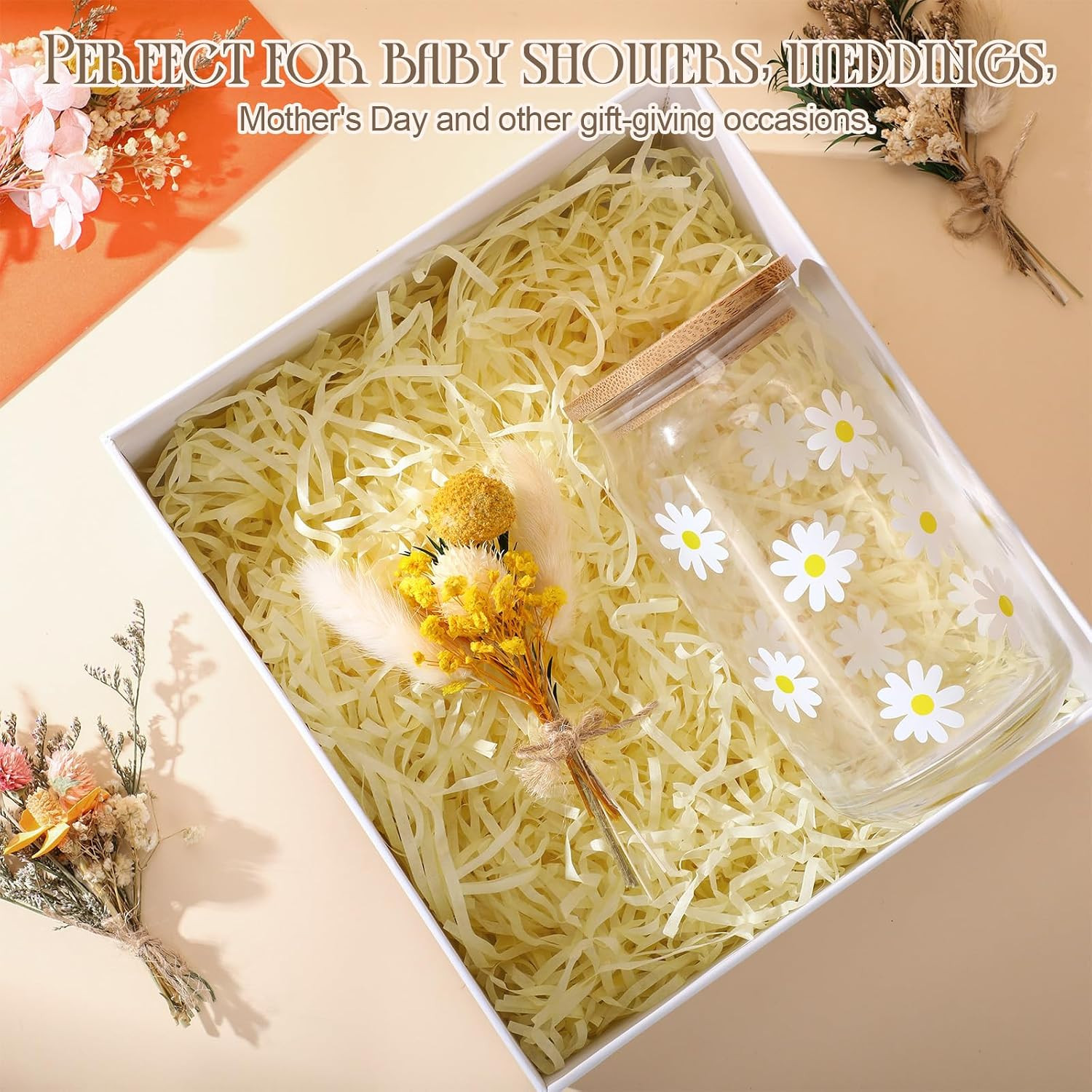 Nuanchu 10 Pcs Mini Dried Flower Bouquet Mixed Natural Dried Flowers with Stem