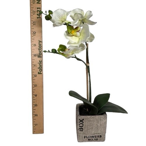 Potted Orchid Plant Faux Phalaenopsis Flowers Realistic Home Decor in Stone Pot