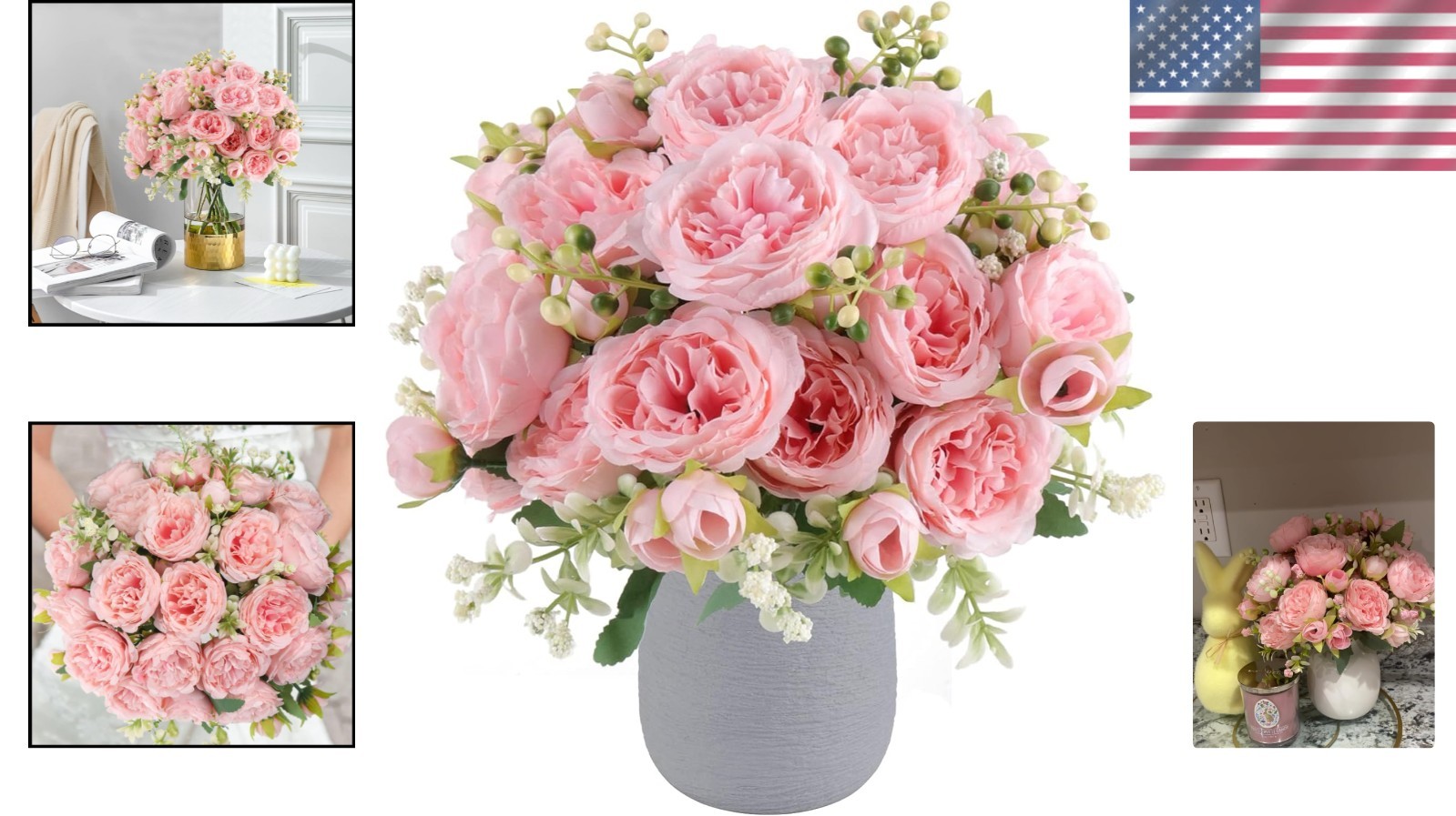Versatile 2 Bundle Silk Peony Flower Arrangement for Home and Wedding Decor