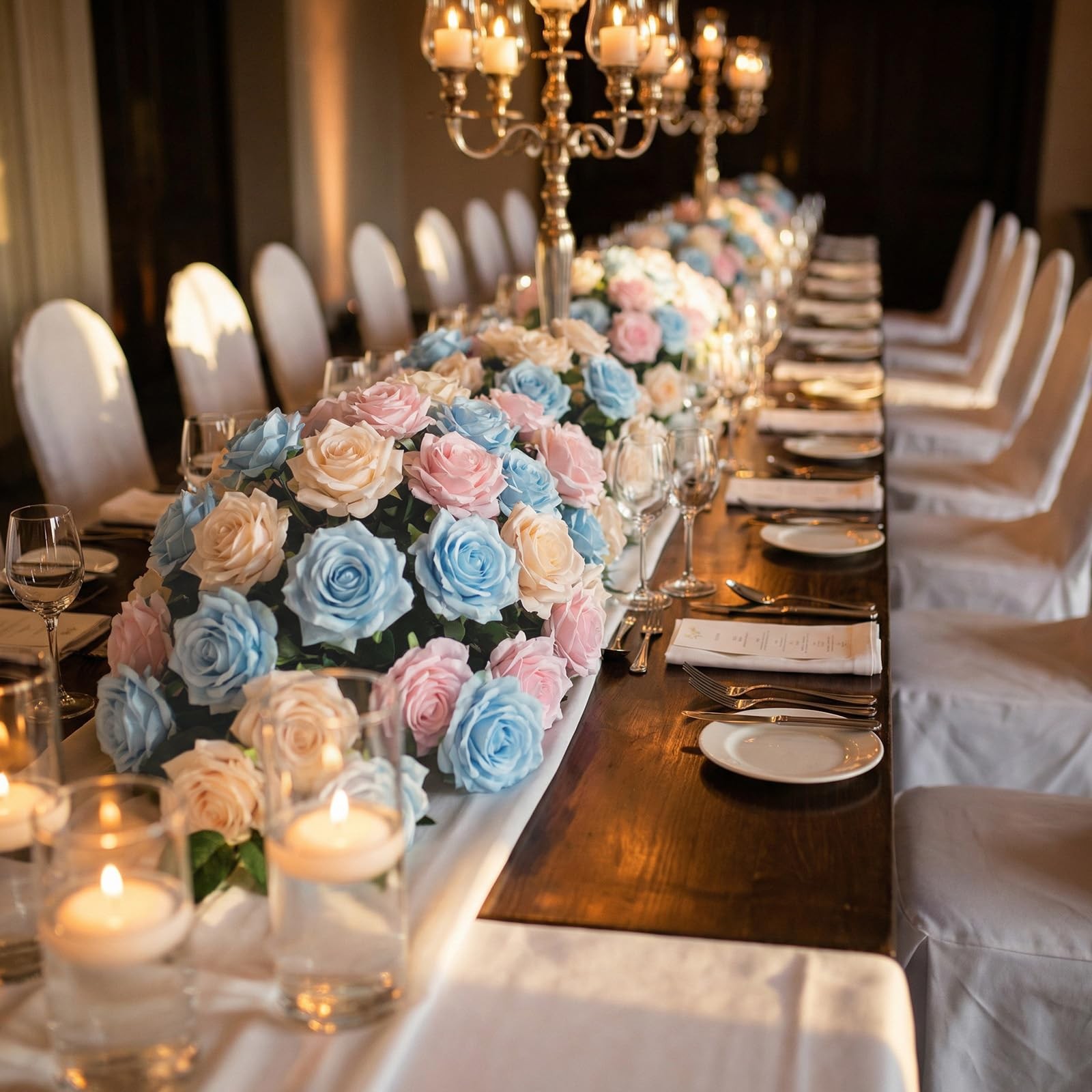 Champagne Roses Artificial Giant Flowers,50PCS 4 Inch Large Fake Roses Bulk