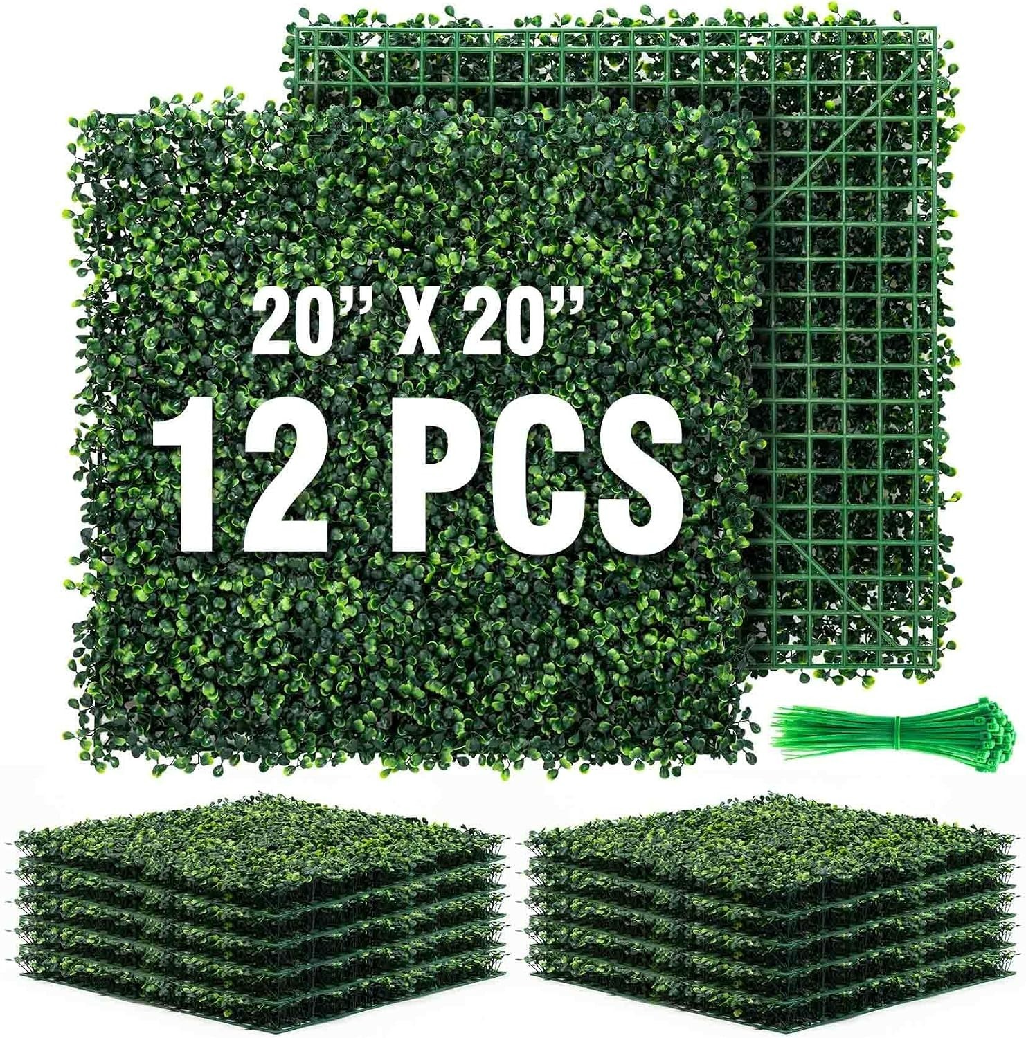 Elegant 33 Sq. Ft. Faux Grass Wall Panels – 12 Pack 20″x20″ for Home and Events