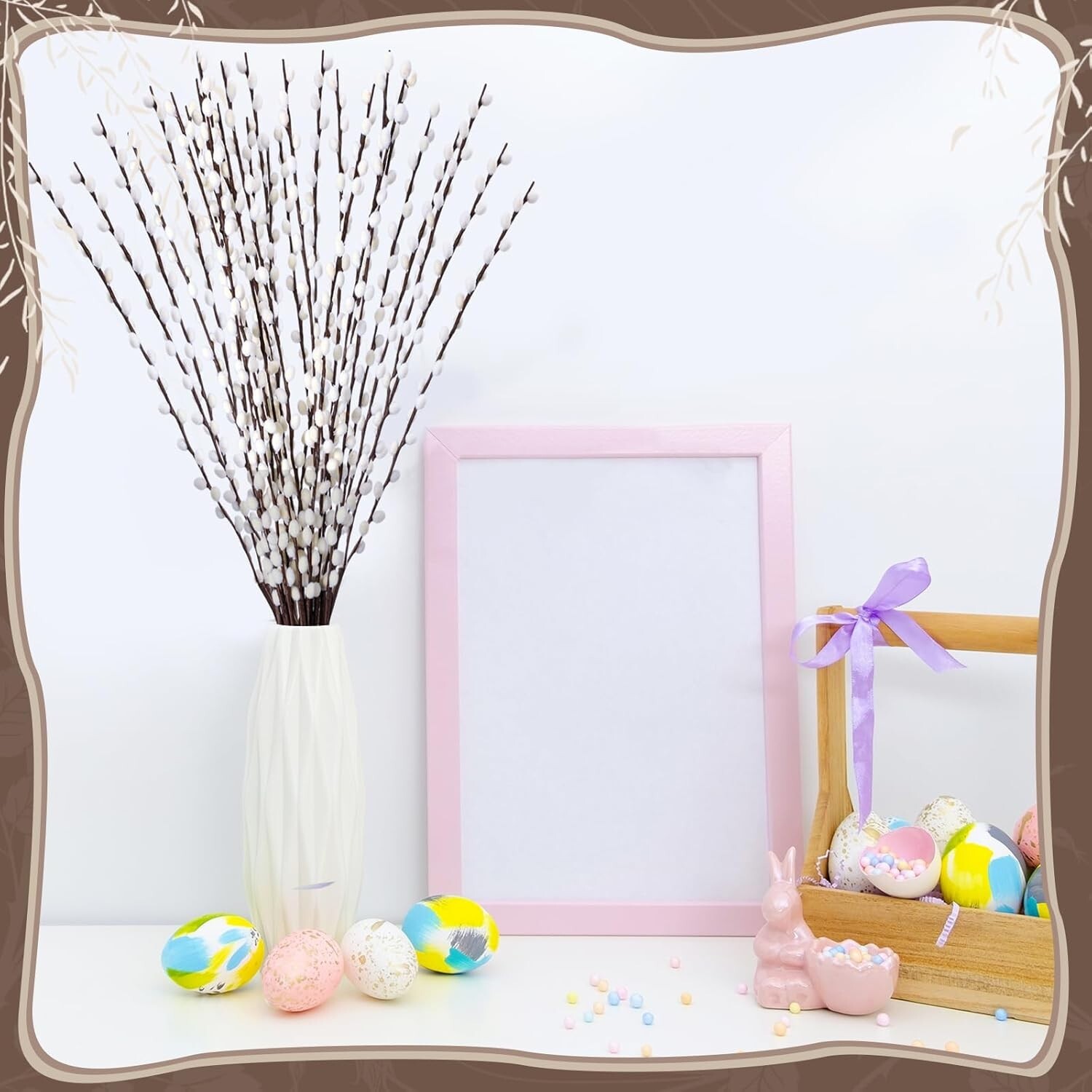 20 Stems 31.5 Inch Artificial Pussy Willow Branches for Vases Dried Flower St…