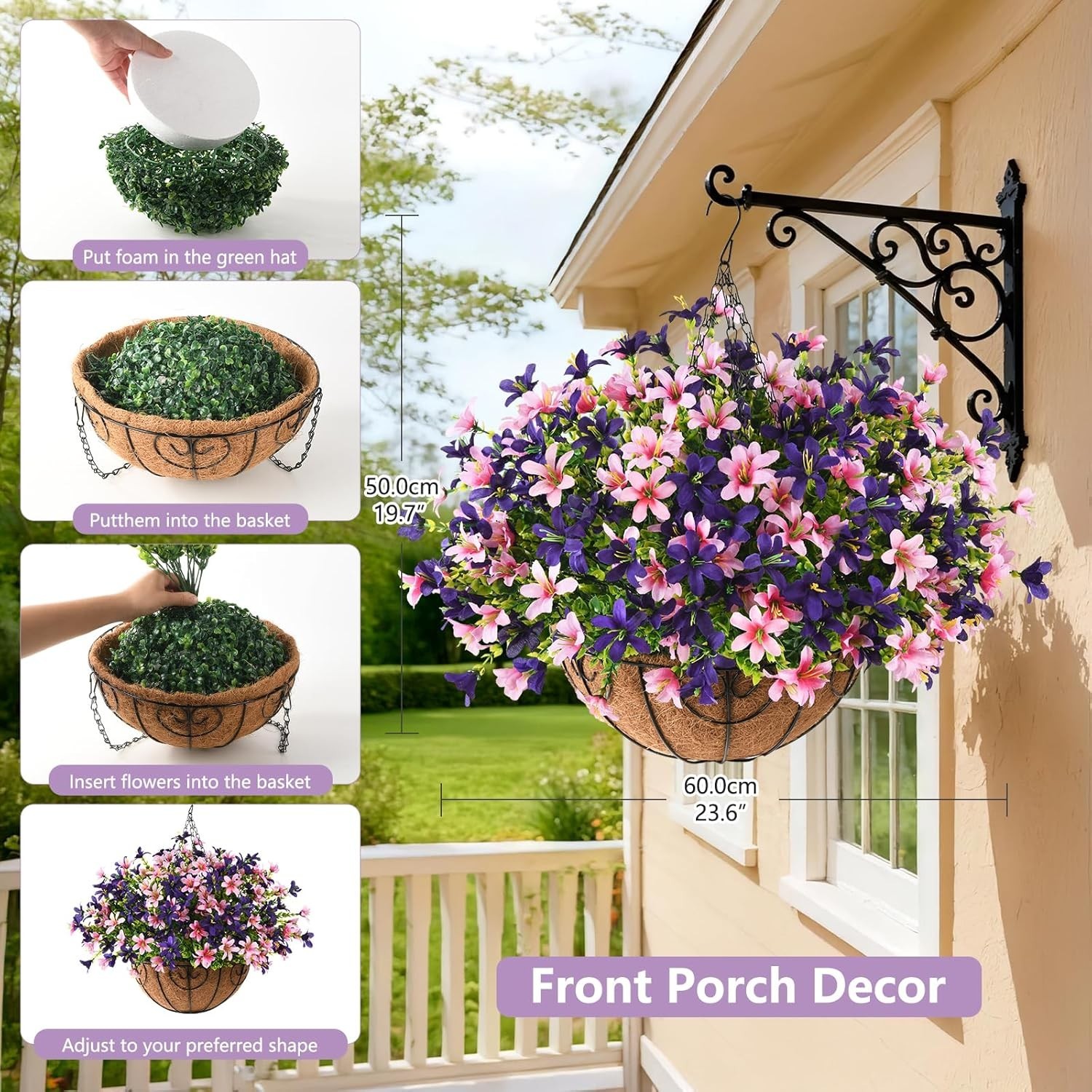 INQCMY 5 Bundles Artificial Hanging Flowers – UV Resistant