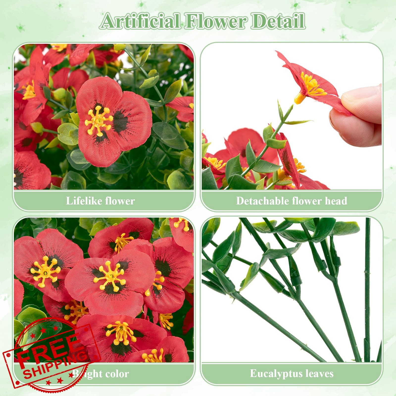 U’Artlines Red 16 Bundles Artificial Flowers