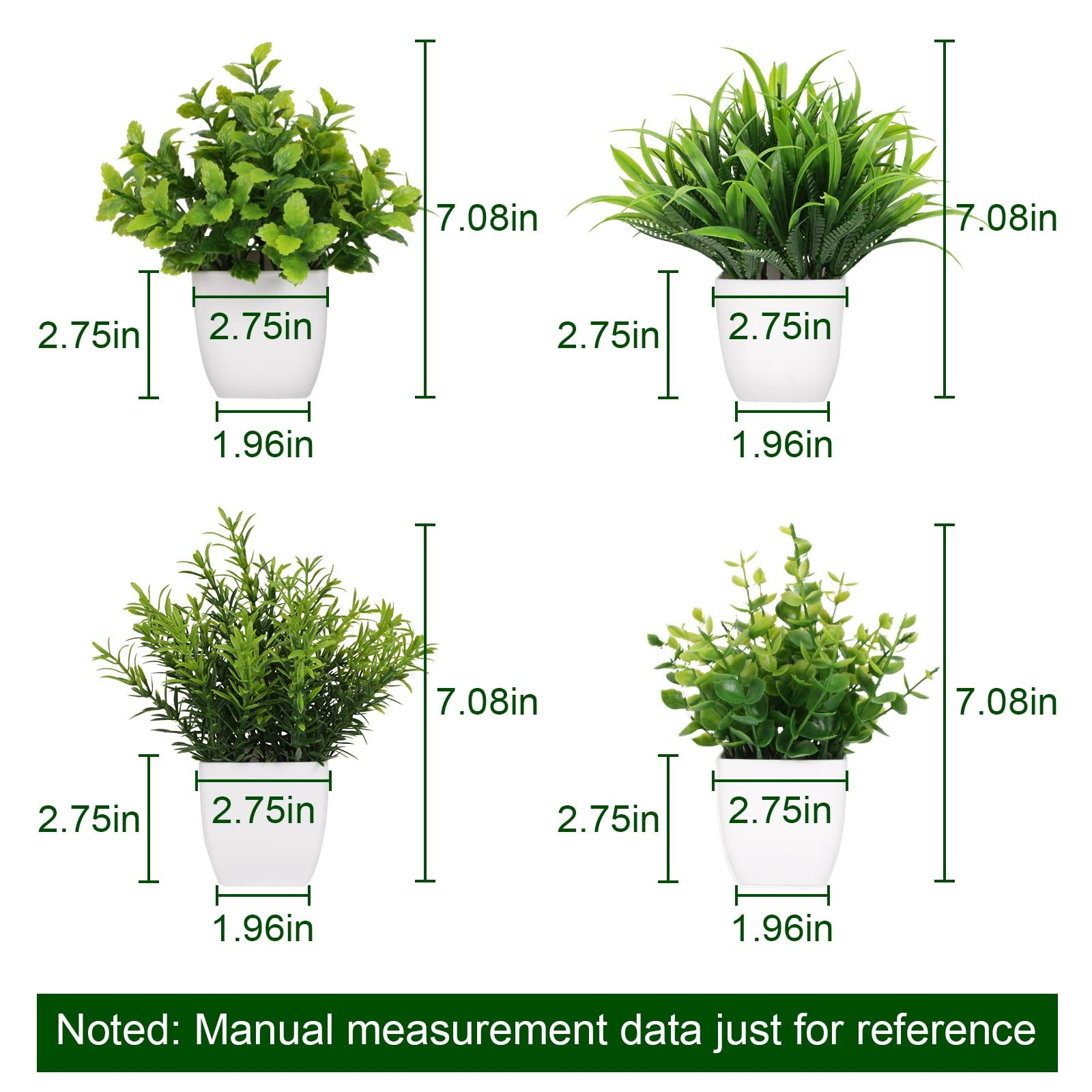 4 Pot Small Fake Plant Flowerpot Artificial Plastic Eucalyptus Plant Wheat Gr…