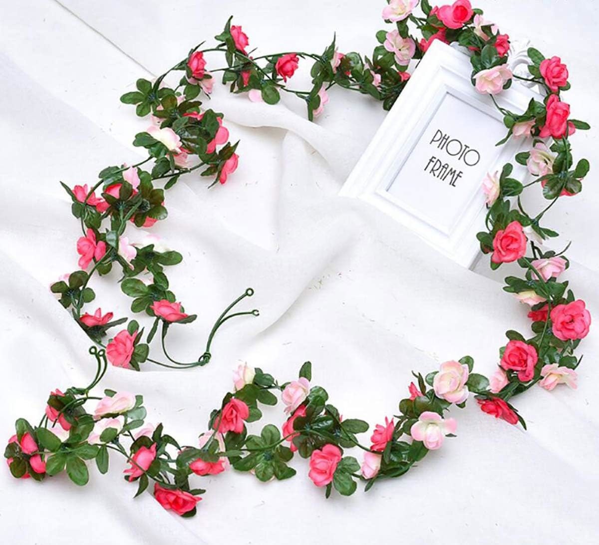 9Pcs 73.8FT Flower Rose Garland Vines Hanging Flowers Wedding Garden Wall Decor