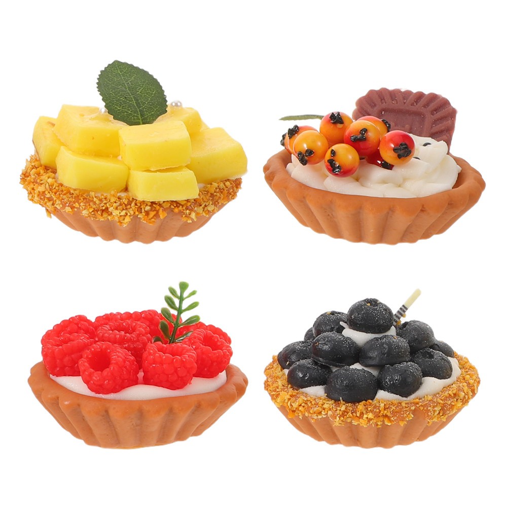 4Pcs Durable Simulated Egg Tart Food Models Assorted Color for Party Decor