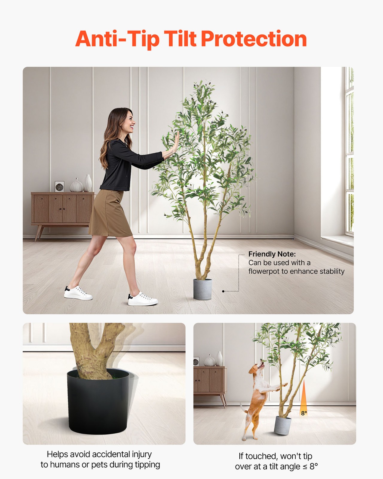 VEVOR 7FT Artificial Olive Tree Tall Fake Plant with Black Pot Home Office Use
