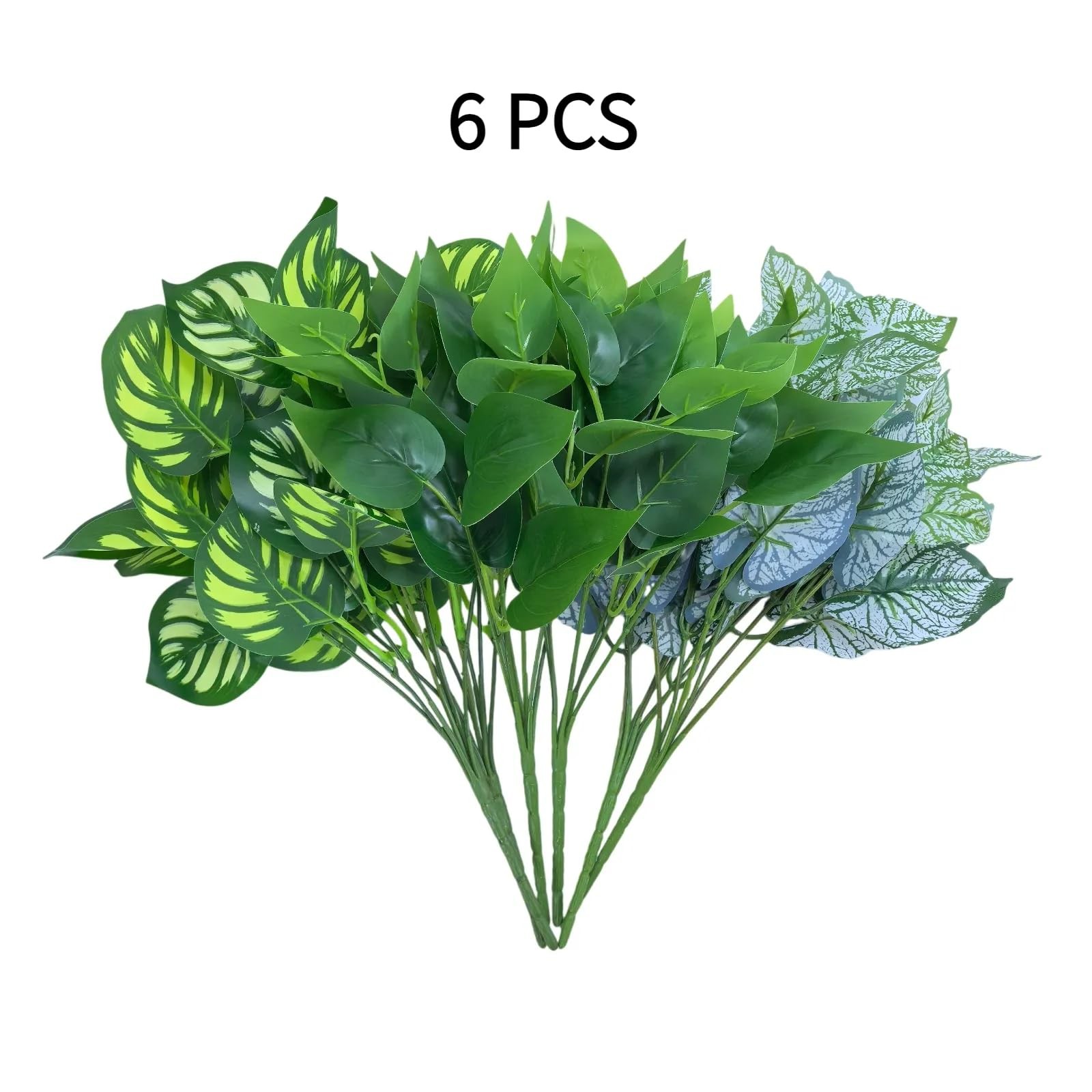 6 Bundles of Artificial Green Plants, Artificial Greenery, Fake Floral Plants…