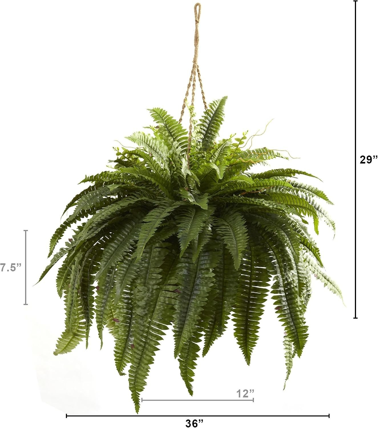 36 in. Giant Boston Fern – Luxurious Faux Hanging Plant for Effortless Decor