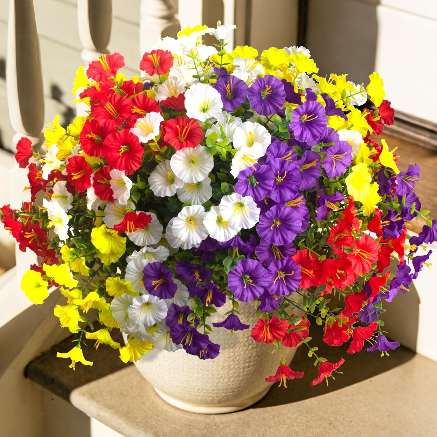 Artificial Morning Glory Flowers, 12 Bundles UV Resistant Fake Outdoor Flower…