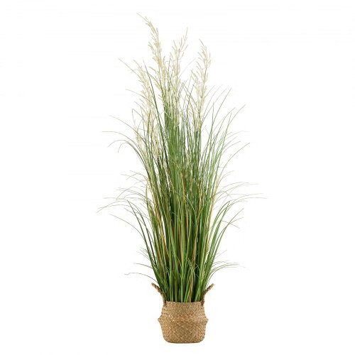 Artificial Grass Plant, 47 inch Reed Flower Grass in Pot, Premium PVC Faux Fake