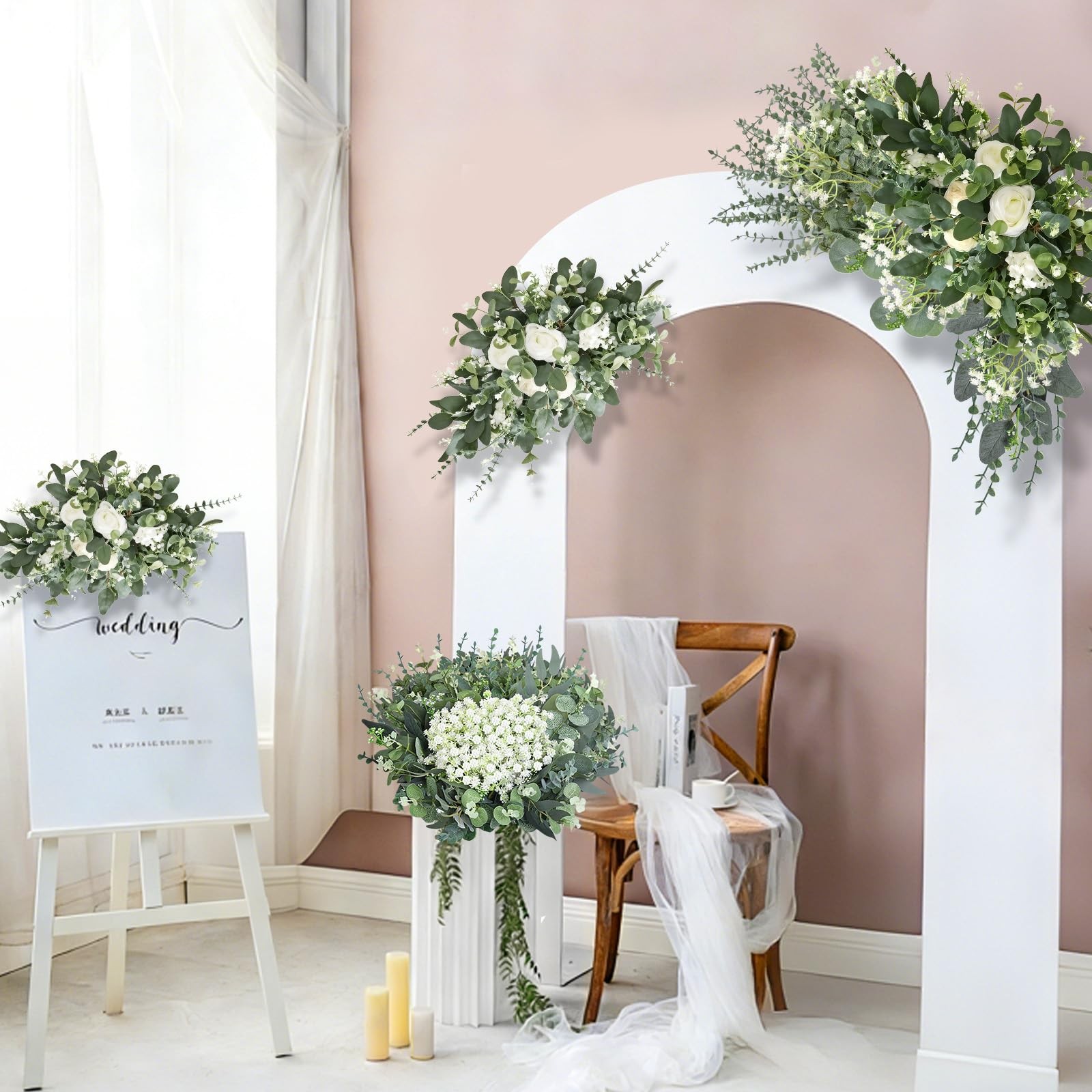 120 Pcs 6 Mixed Eucalyptus Greenery Stems, Baby Breath Flowers Artificial Bulk
