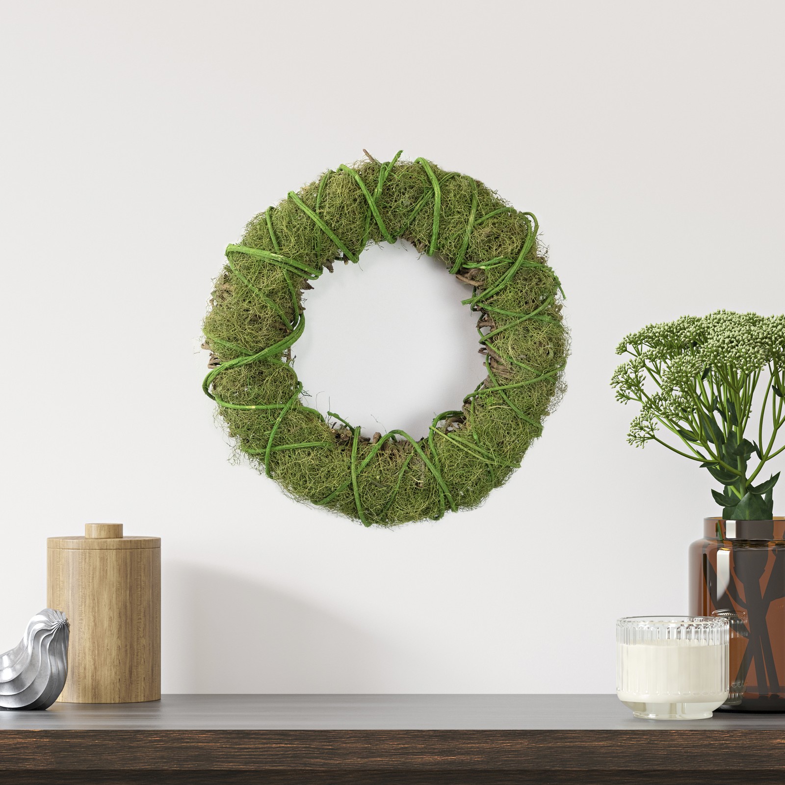 Northlight 15″ Green Moss and Vine Artificial Spring Wreath
