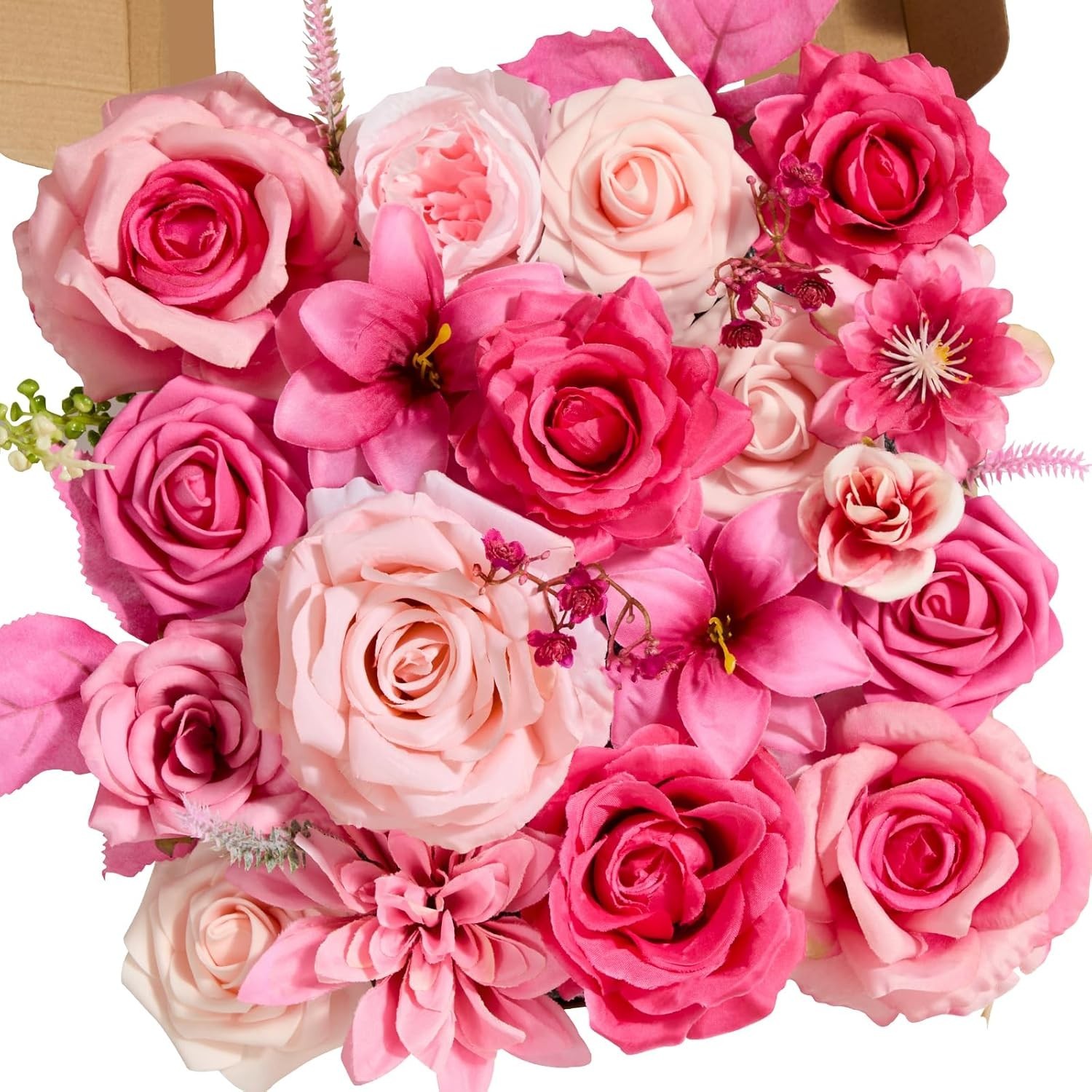 Artificial Flowers Hot Pink Silk Fake Flowers for DIY Wedding Bridal Bouquets