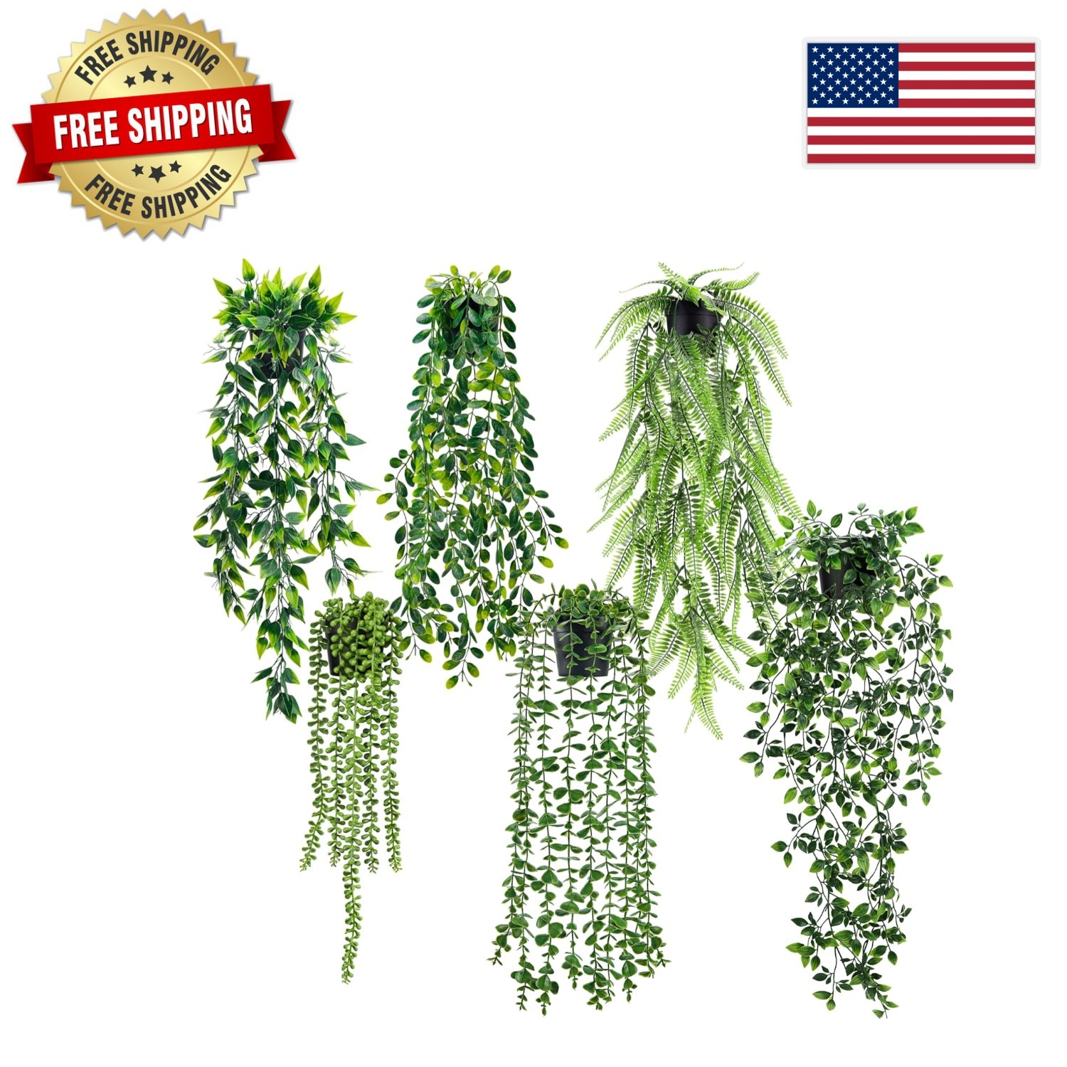 Versatile 6pcs Hanging Faux Plants – Perfect Eucalyptus Vines for Stylish Spaces
